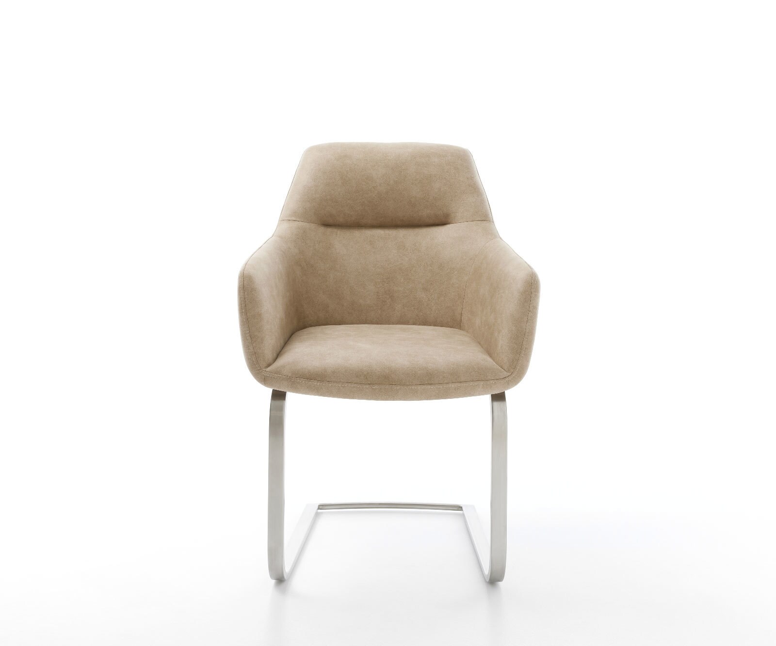 Freischwinger Pejo-Flex Mikrofaser Beige Vintage Freischwinger flach Edelstahl Taschenfederkern 1
