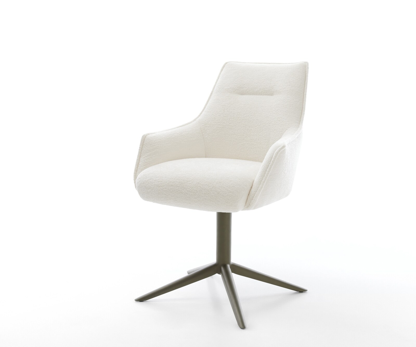 Drehstuhl Alja-Flex mit Armlehnen Bouclé Soft Beige Fußkreuz Effektfinish T günstig online kaufen