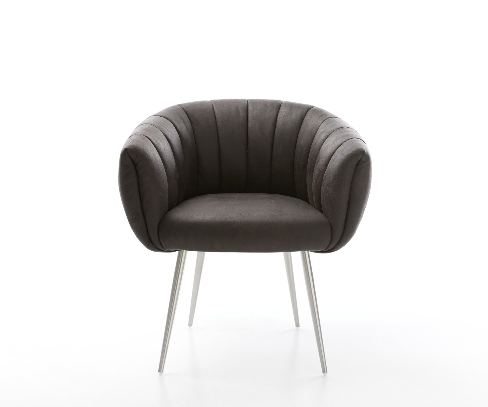 Esszimmerstuhl Jada-Flex Mikrofaser Anthrazit Vintage 4-Fuß konisch Edelstahl Taschenfederkern 1