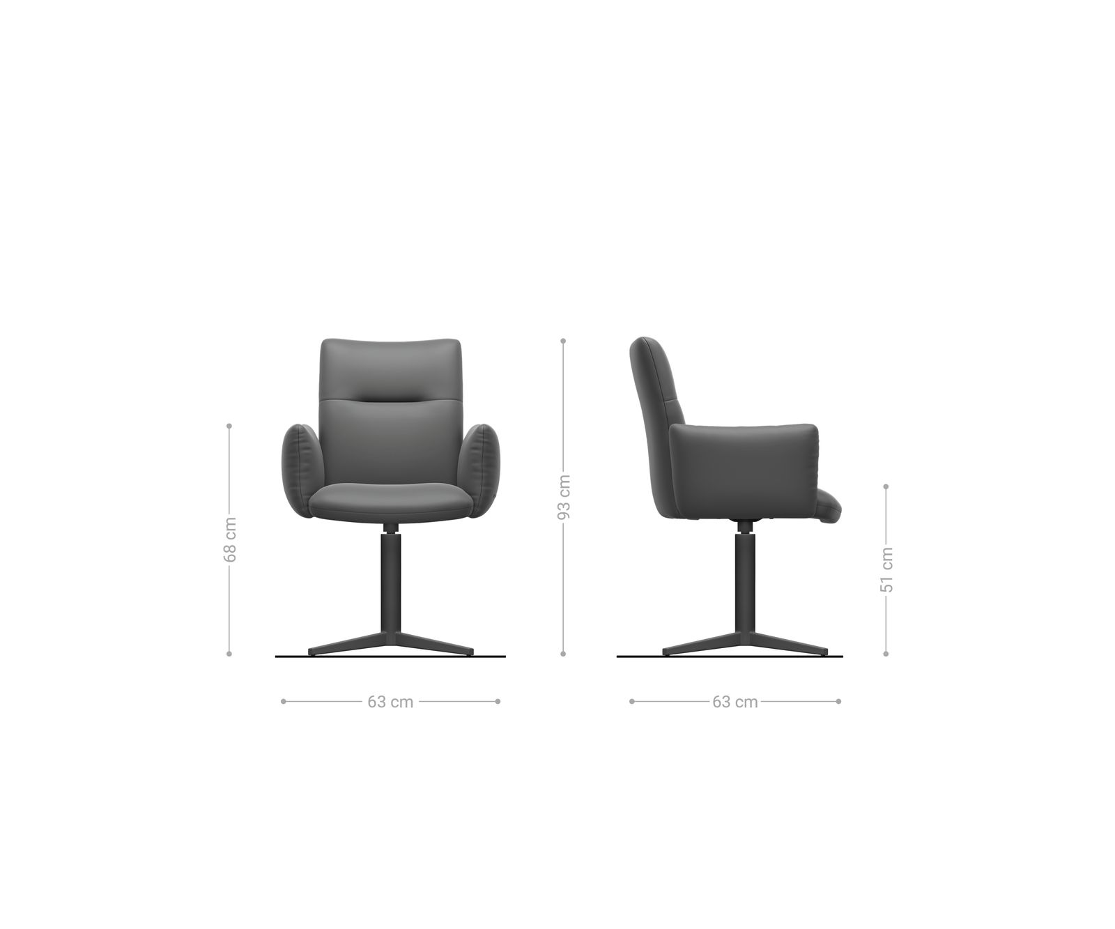 Drehstuhl Jova-Flex mit Armlehnen Mikrofaser Anthrazit Vintage Fußkreuz Effektfinish Titan 360° drehbar Taschenfederkern 6