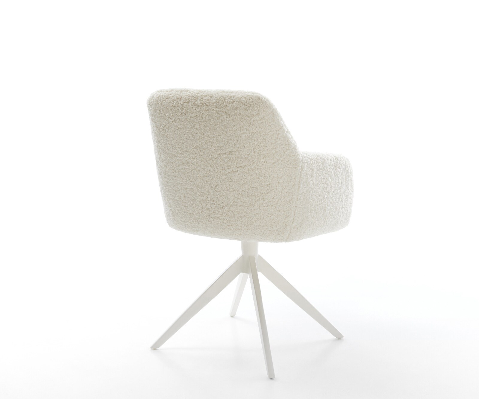 Drehstuhl Greg-Flex Teddystoff Beige Kreuzgestell breit Weiß 360° drehbar Wippfunktion Taschenfederkern 5