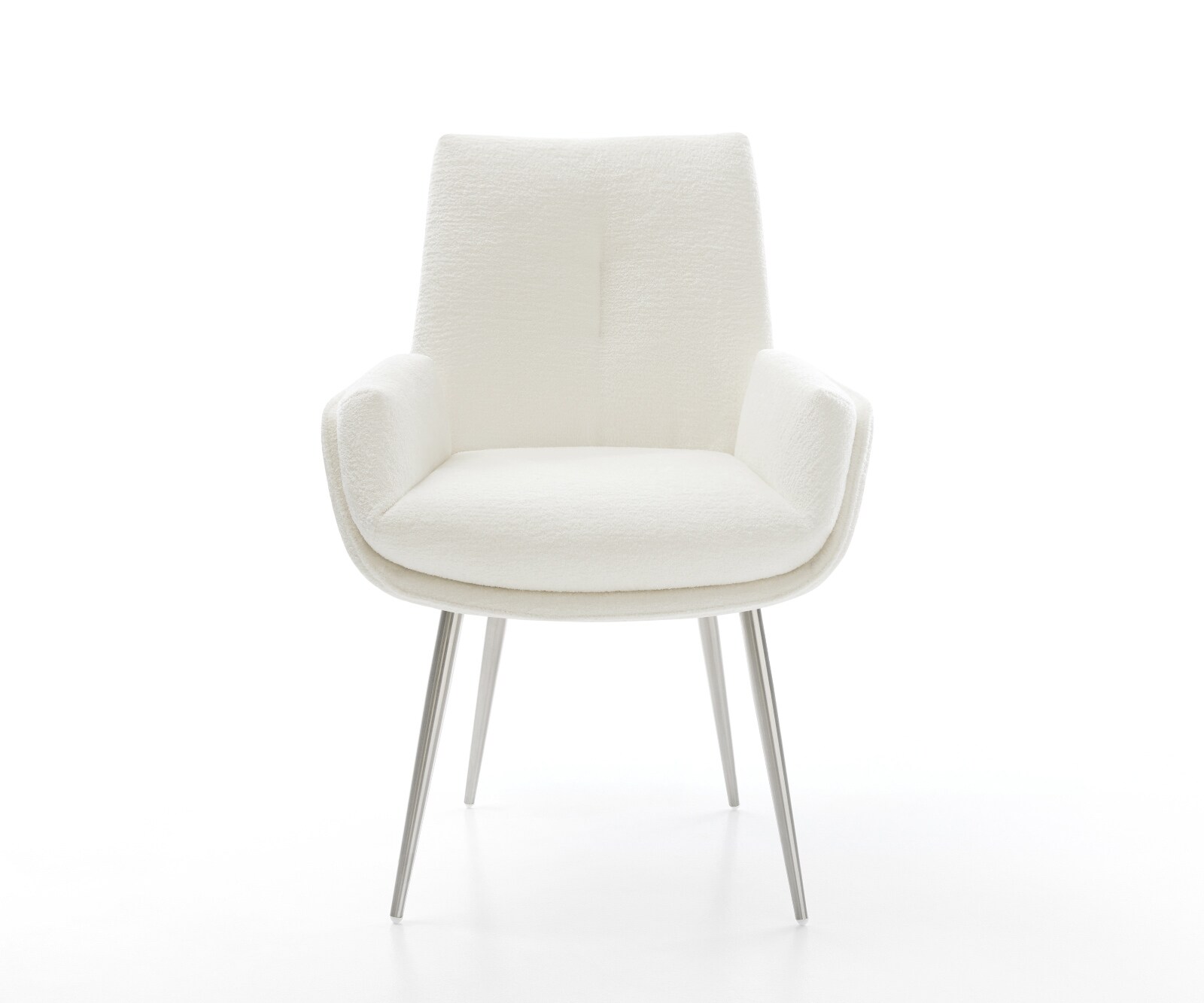 Esszimmerstuhl Clea-Flex Bouclé Soft Beige 4-Fuß konisch Edelstahl 1