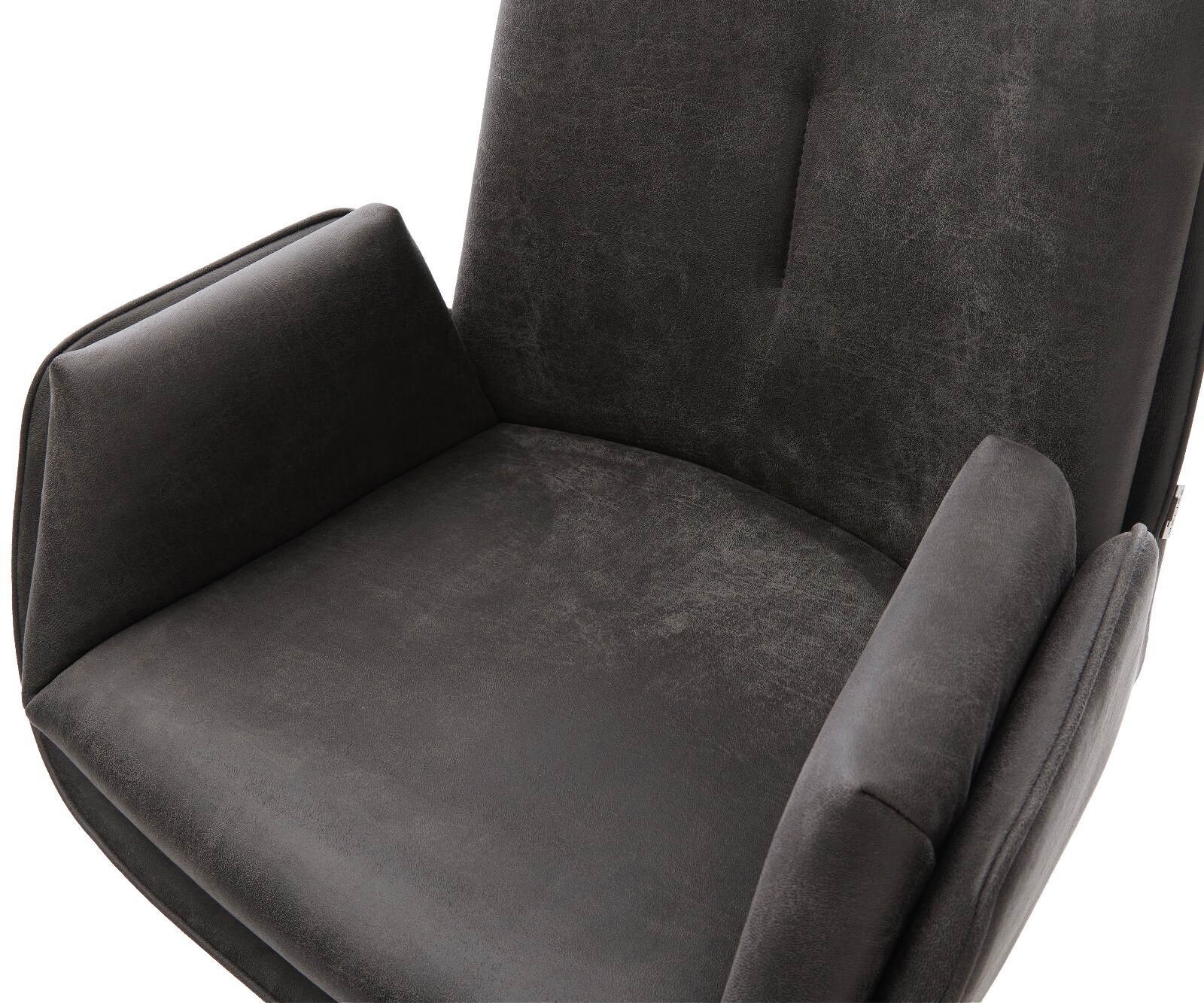 Barstuhl Clea-Flex Mikrofaser Anthrazit Vintage Drehfuß höhenverstellbar Edelstahl Silberfarben 3