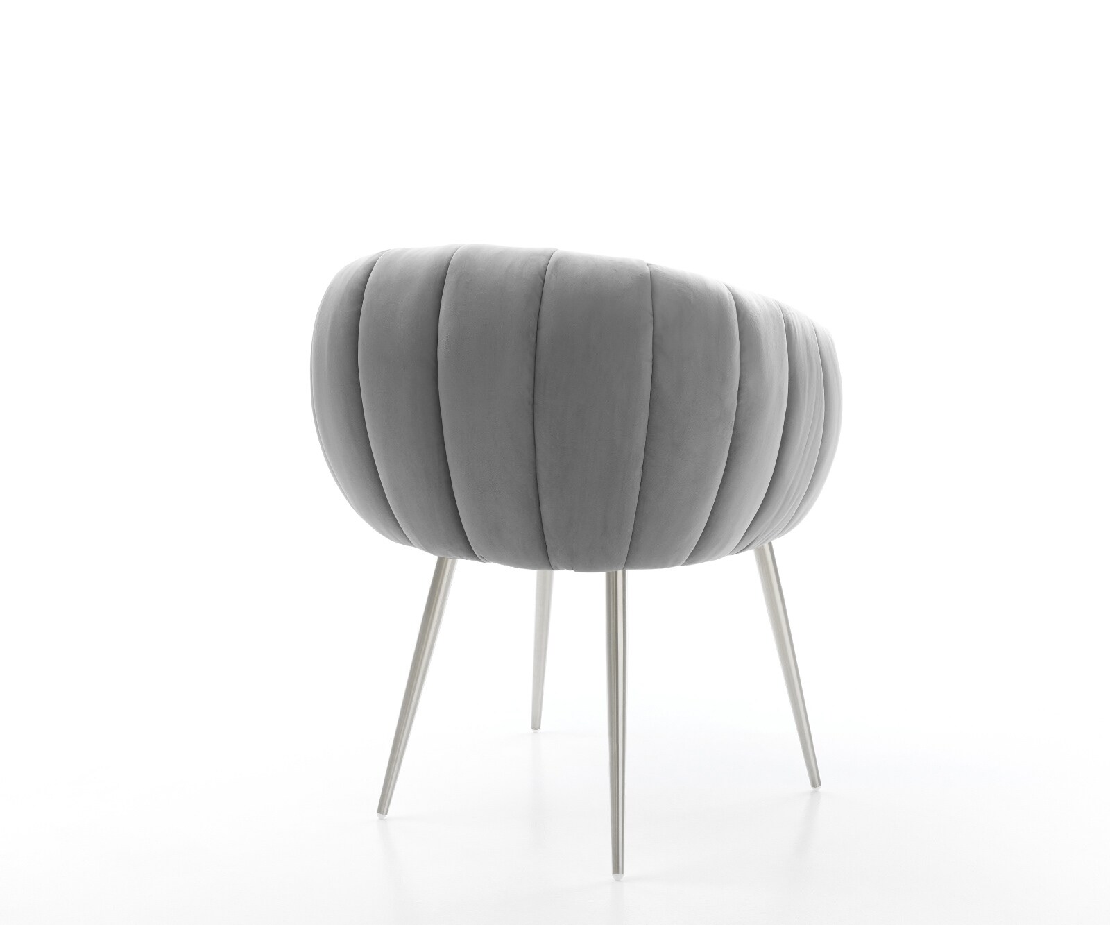 Esszimmerstuhl Jada-Flex Samt Grau 4-Fuß konisch Edelstahl Taschenfederkern 5