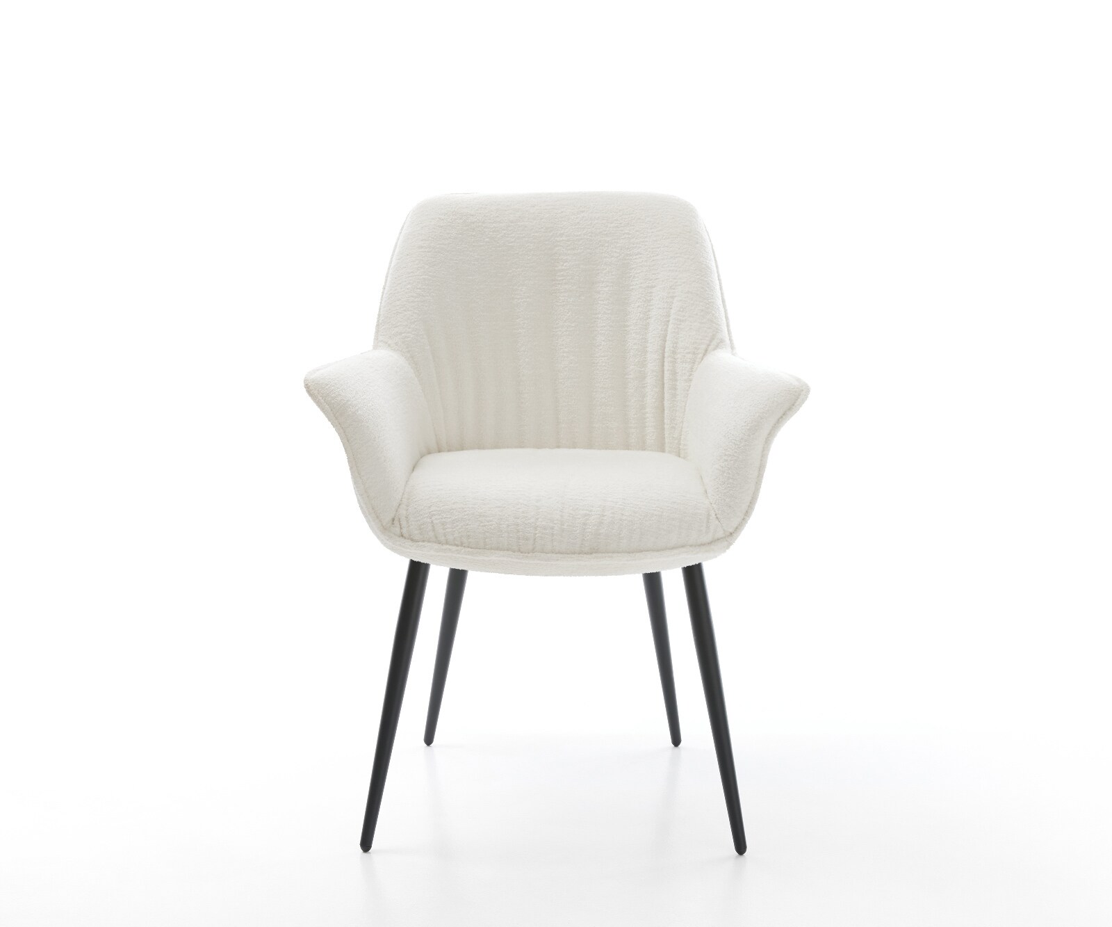 Esszimmerstuhl Keila-Flex mit Armlehnen Bouclé Soft Beige 4-Fuß konisch Schwarz 2