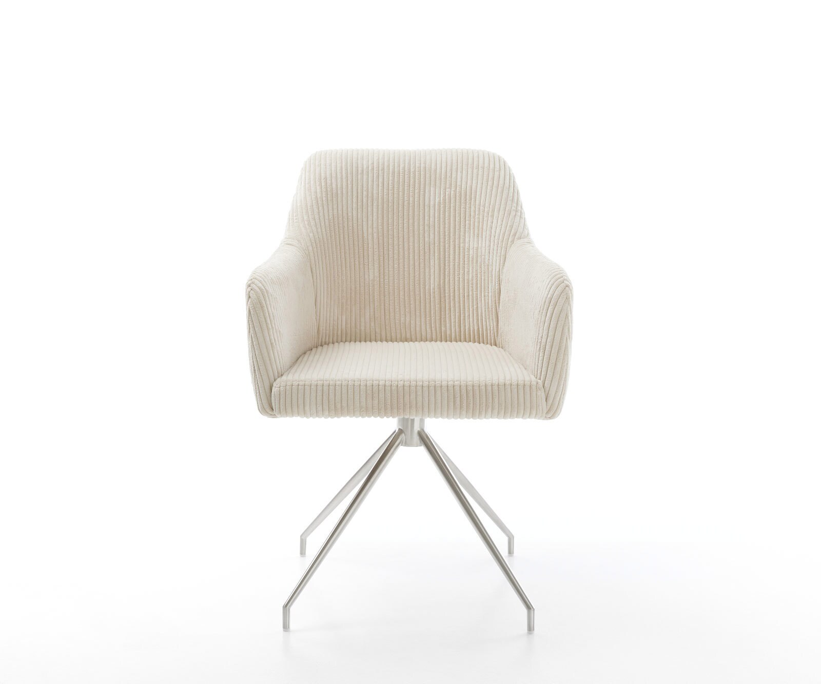 Esszimmerstuhl Greg-Flex Cord Beige Kreuzgestell konisch Edelstahl Taschenfederkern 1