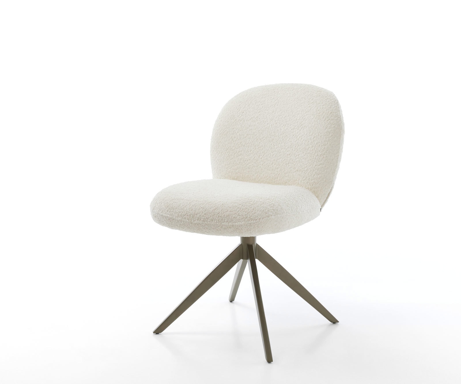 Drehstuhl Nube-Flex Bouclé Weiß Kreuzgestell breit Effektfinish Titan 360° drehbar Taschenfederkern 1