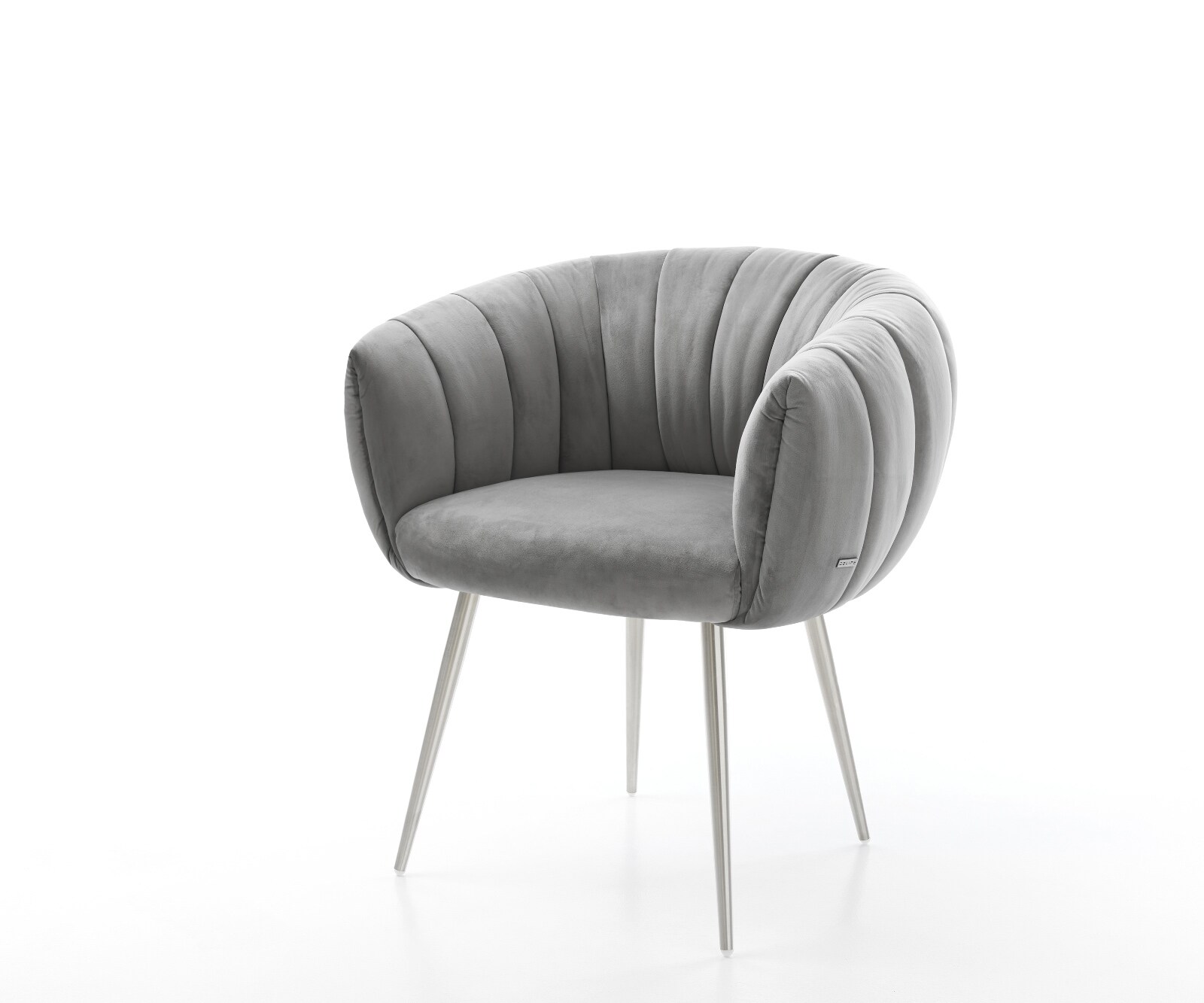 Esszimmerstuhl Jada-Flex Samt Grau 4-Fuß konisch Edelstahl Taschenfederkern 1