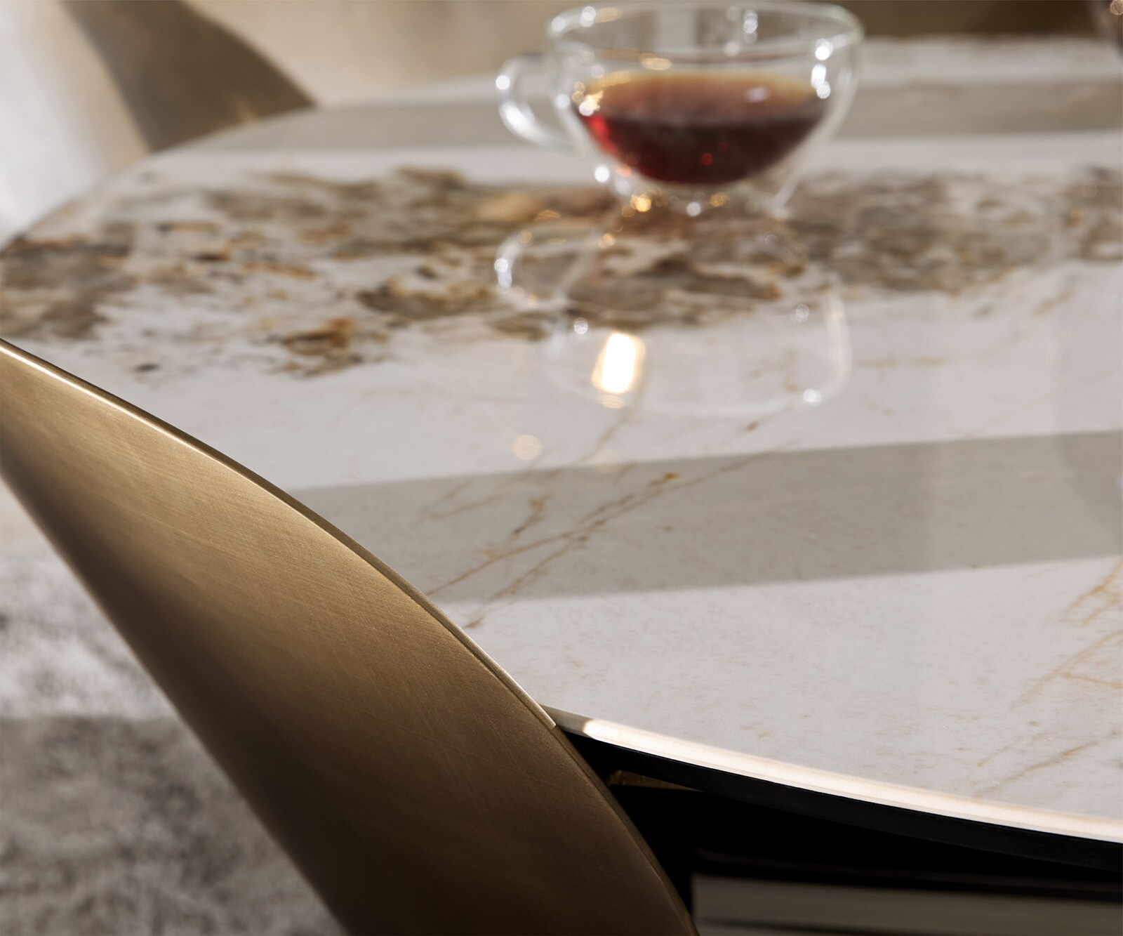 Couchtisch Skafi 100x40 cm Keramik Minas Melange Metallic Gold 2