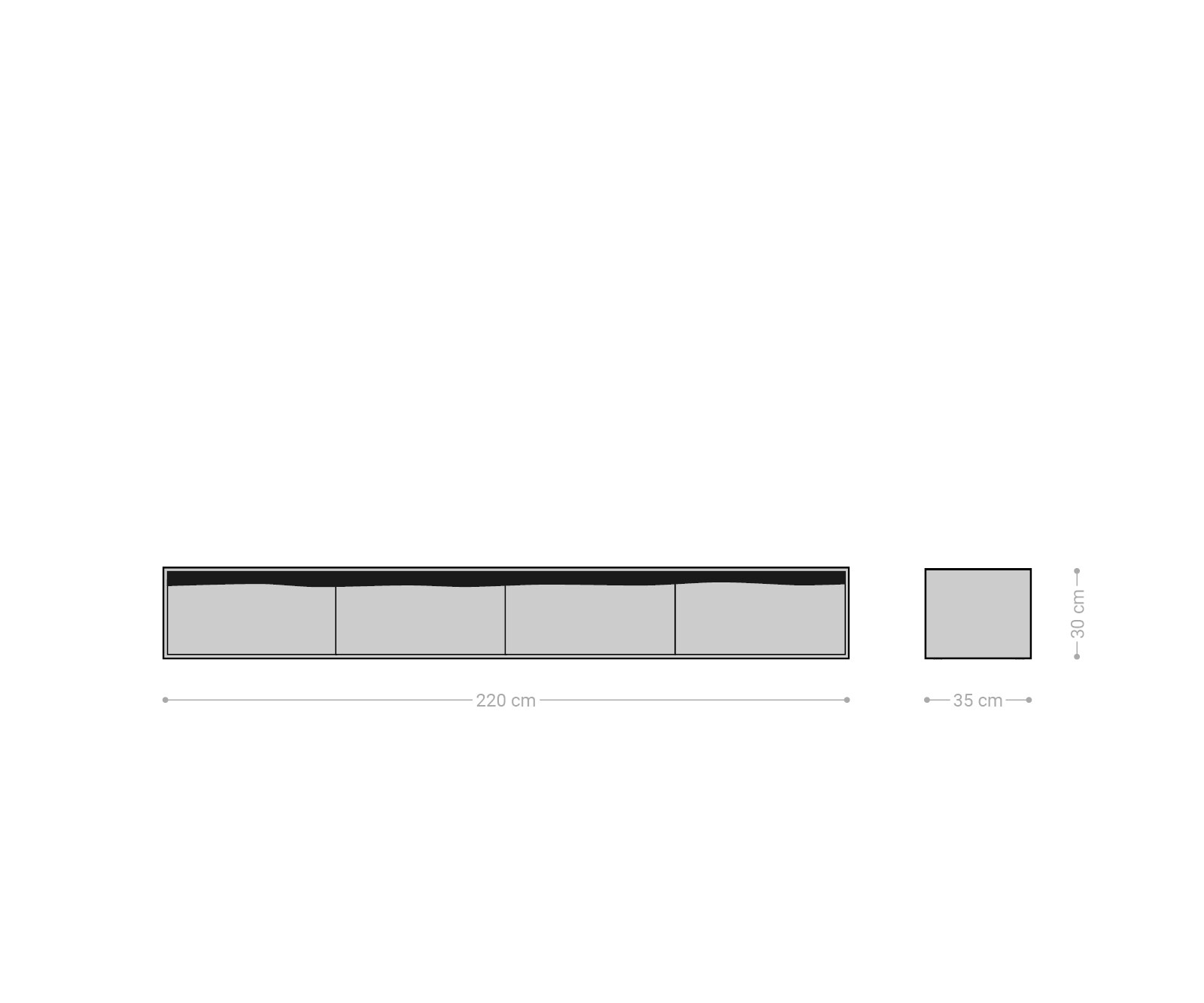 Lowboard Stonegrace 220 cm Akazie Braun Baumkante 4 Türen Schwebend 4