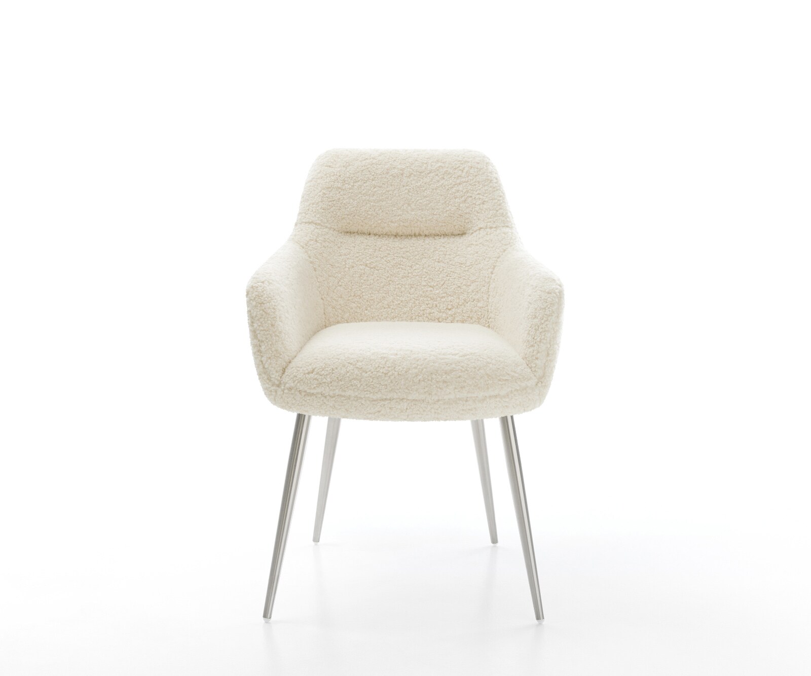 Esszimmerstuhl Pejo-Flex Teddystoff Beige 4-Fuß konisch Edelstahl Taschenfederkern 1