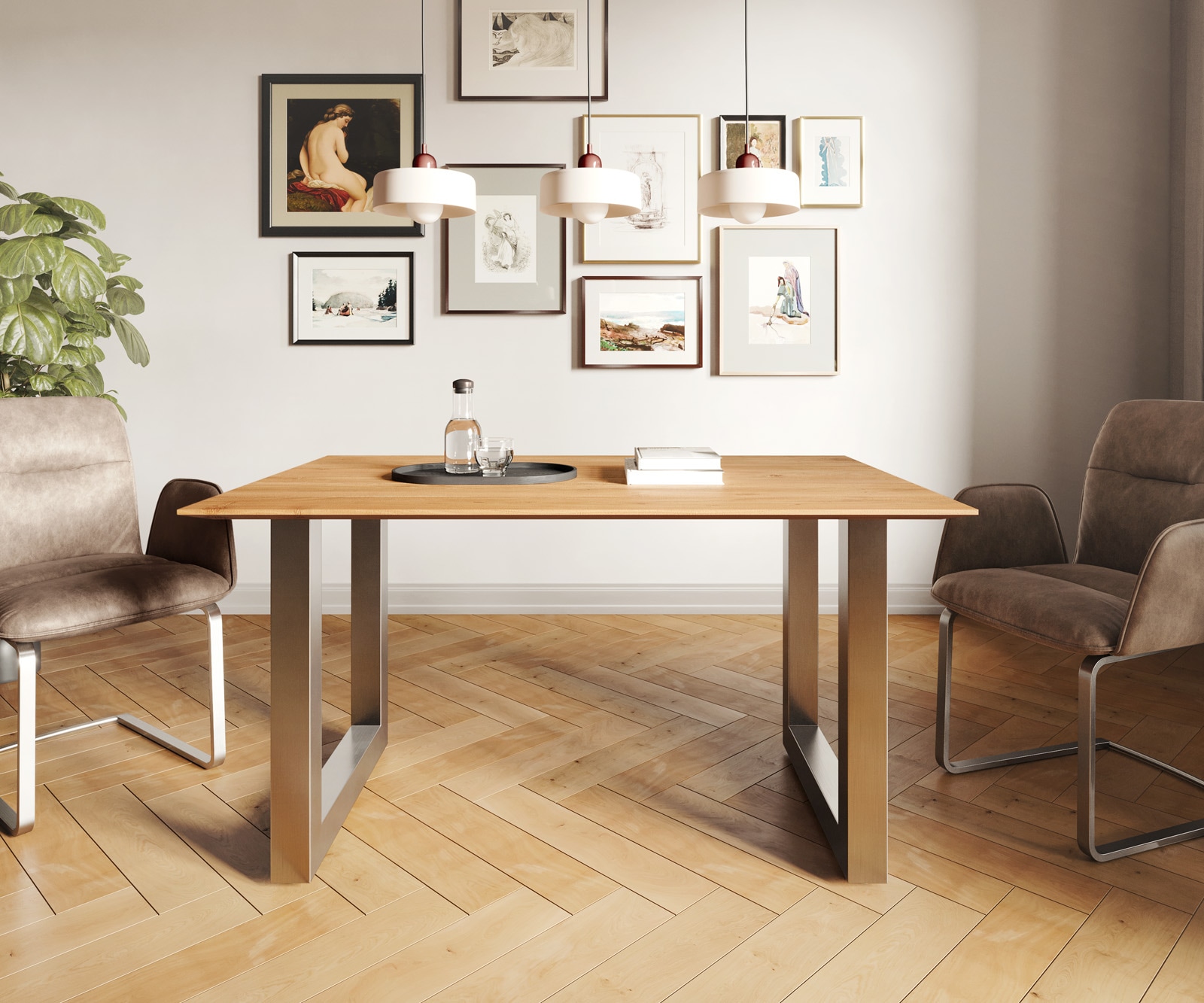 Esstisch Edge 140x90 Akazie Natur Edelstahl Breit Schweizer Kante 1 Esstisch Edge 140x90 Akazie Natur Edelstahl Breit Schweizer Kante 1