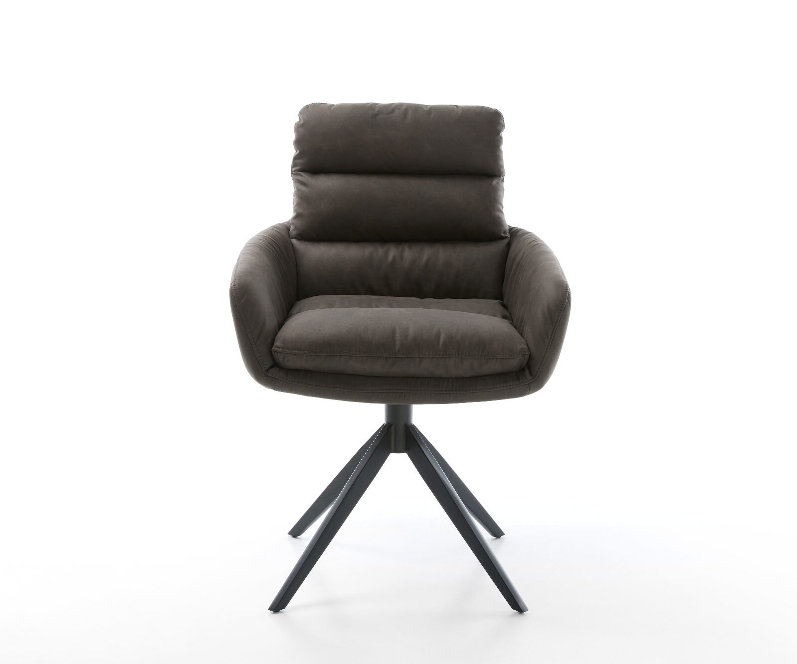 Drehstuhl Abelia-Flex mit Armlehnen Mikrofaser Anthrazit Vintage Kreuzgestell breit Schwarz 360° drehbar Wippfunktion 1