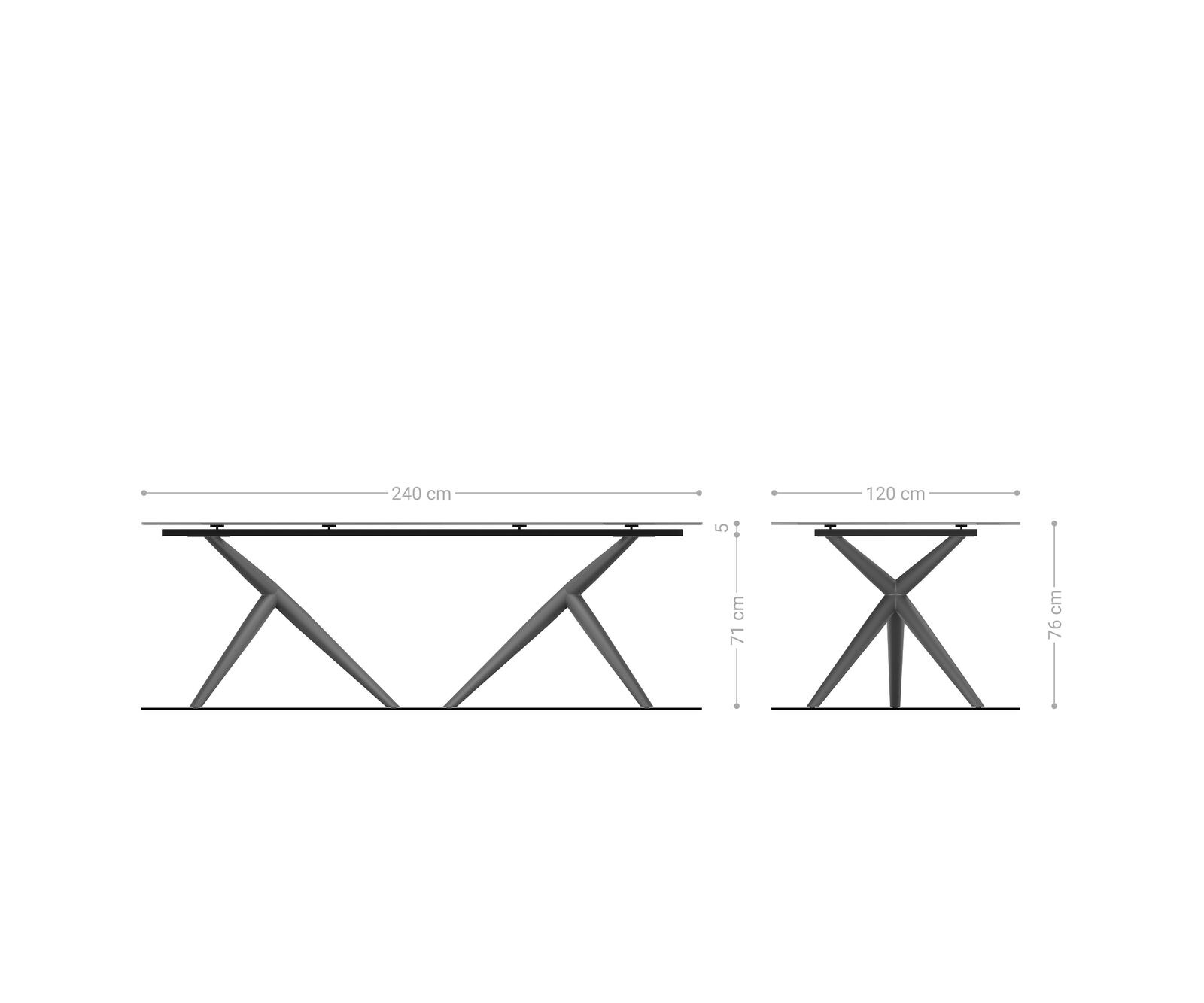 Esstisch Edge Boot 240x120 cm Keramik Laminam® Sabbia Eichefarbig Estelar rund Edelstahl 7