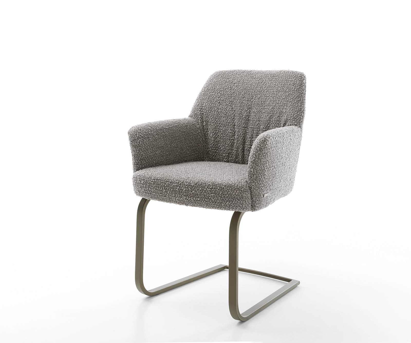 Freischwinger Xana-Flex mit Armlehnen Bouclé Silbergrau Freischwinger flach Effektfinish Titan Taschenfederkern Freischwinger Xana-Flex mit Armlehnen Bouclé Silbergrau Freischwinger flach Effektfinish Titan Taschenfederkern