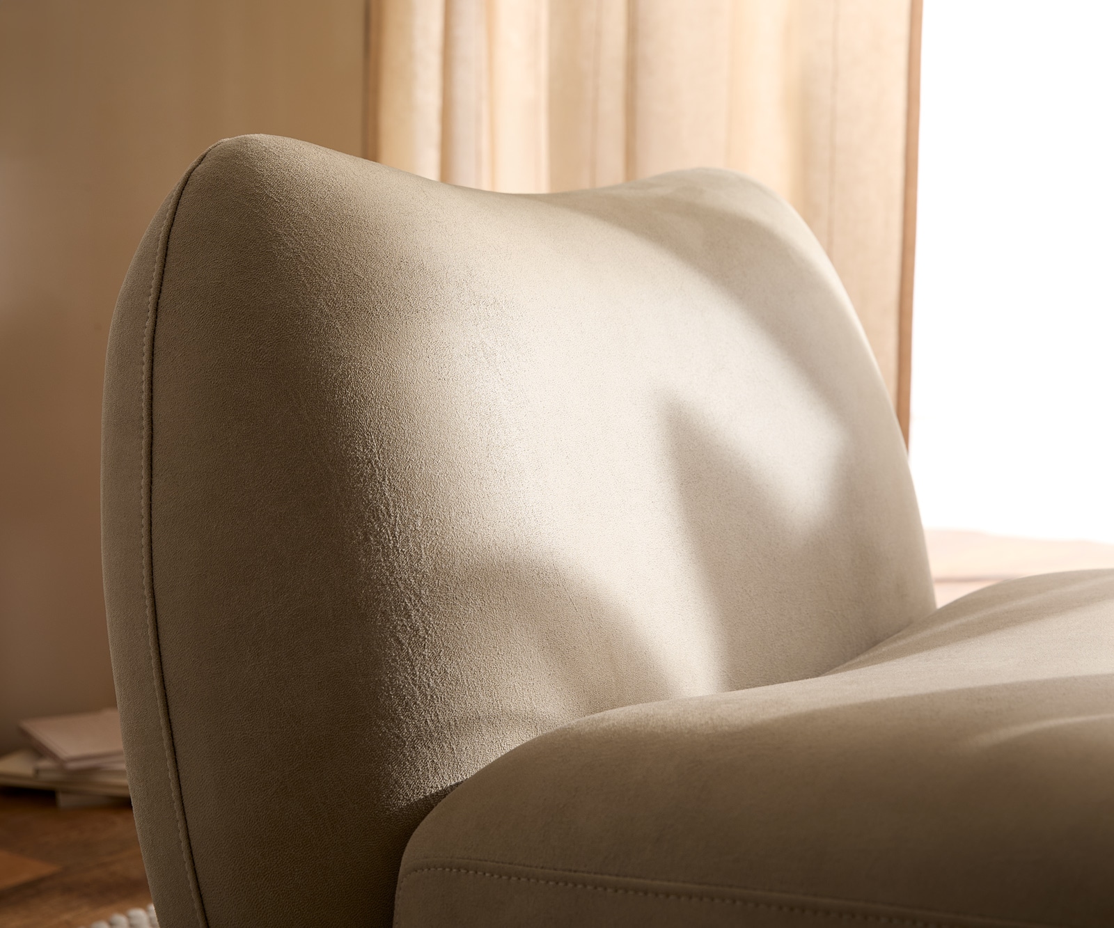 Loungesessel Zena 75x85 cm Mikrofaser Beige Vintage 5