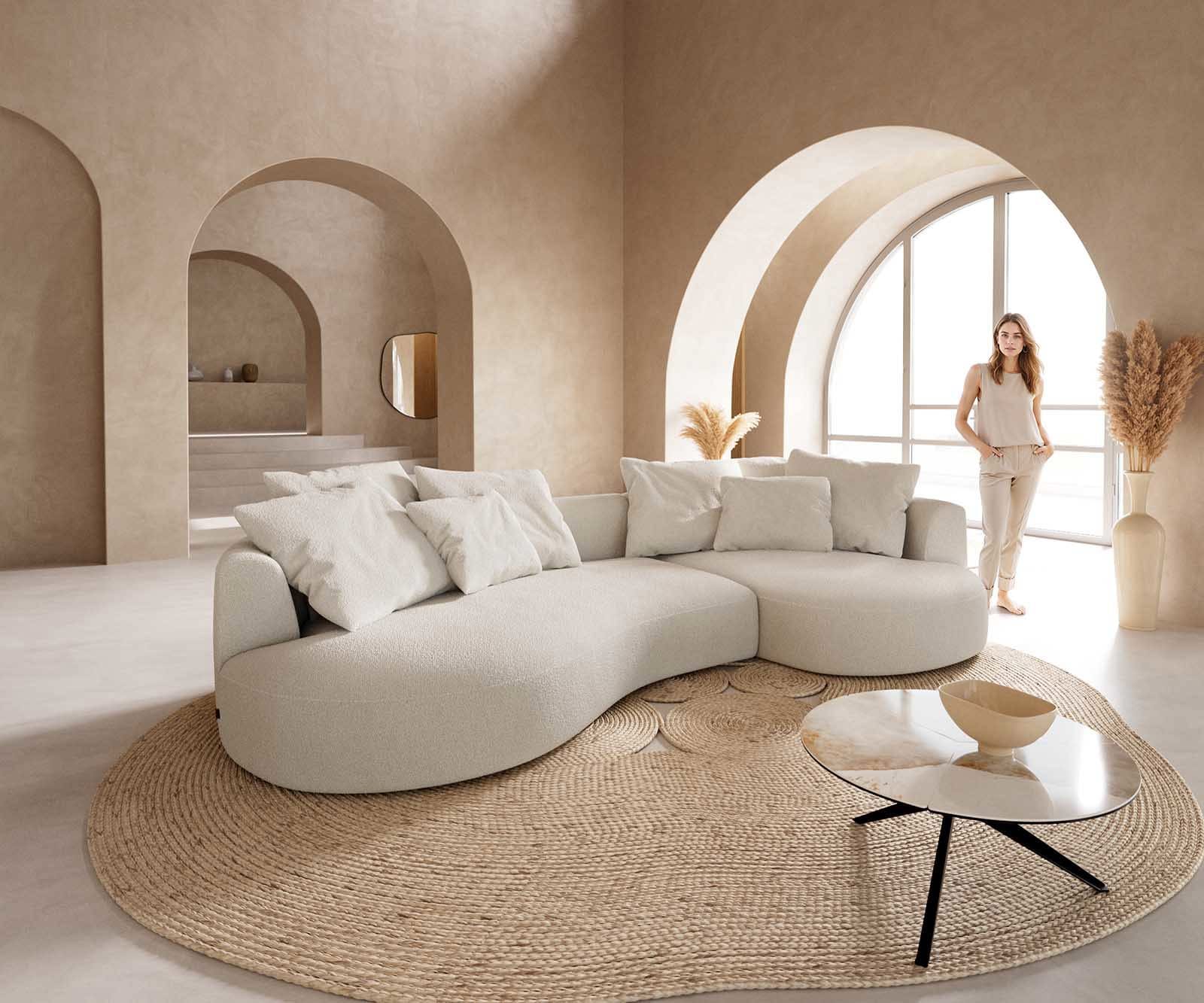 Big-Sofa Edina 330x170 cm Bouclé Creme-Weiß