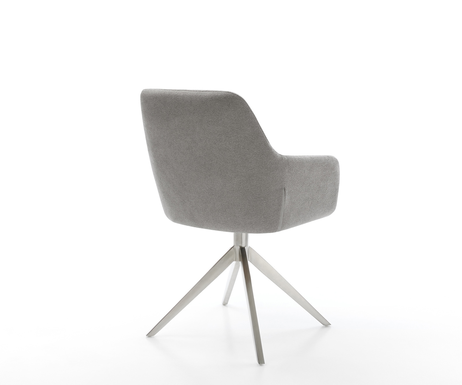 Drehstuhl Pejo-Flex Strukturstoff Soft Grau Kreuzgestell breit Edelstahl 360° drehbar Taschenfederkern 4