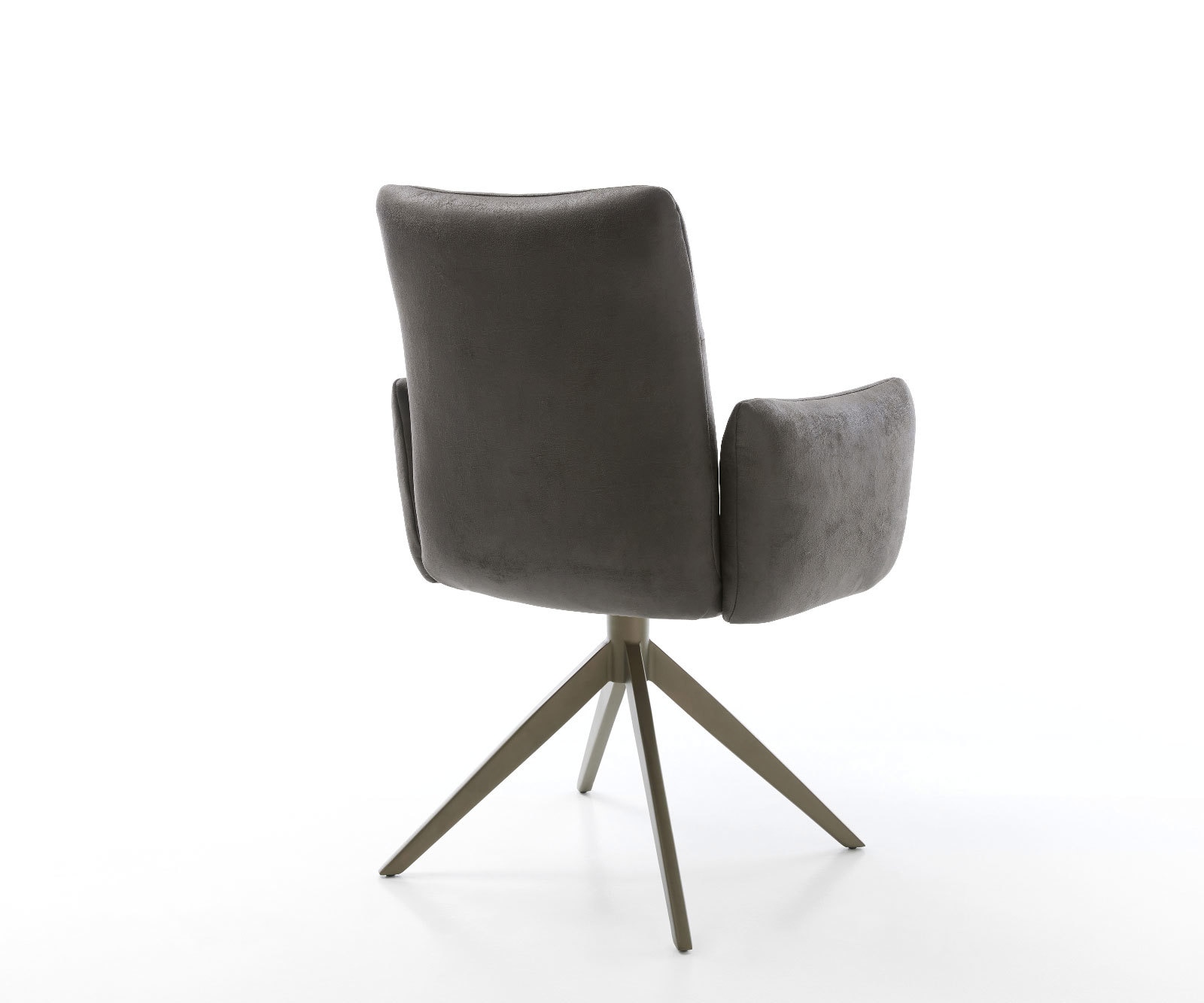 Drehstuhl Jova-Flex mit Armlehnen Mikrofaser Anthrazit Vintage Kreuzgestell breit Effektfinish Titan 360° drehbar Wippfunktion Taschenfederkern 4