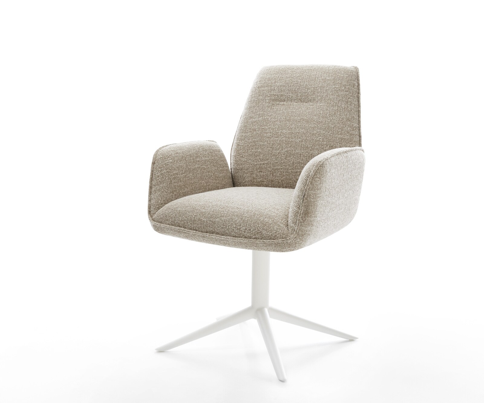 Chaise-pivotante Zoa-Flex tissu tissé doux beige pied de chaise 4 branches blanc pivotement sur 360° fonction bascule resorts ensachés