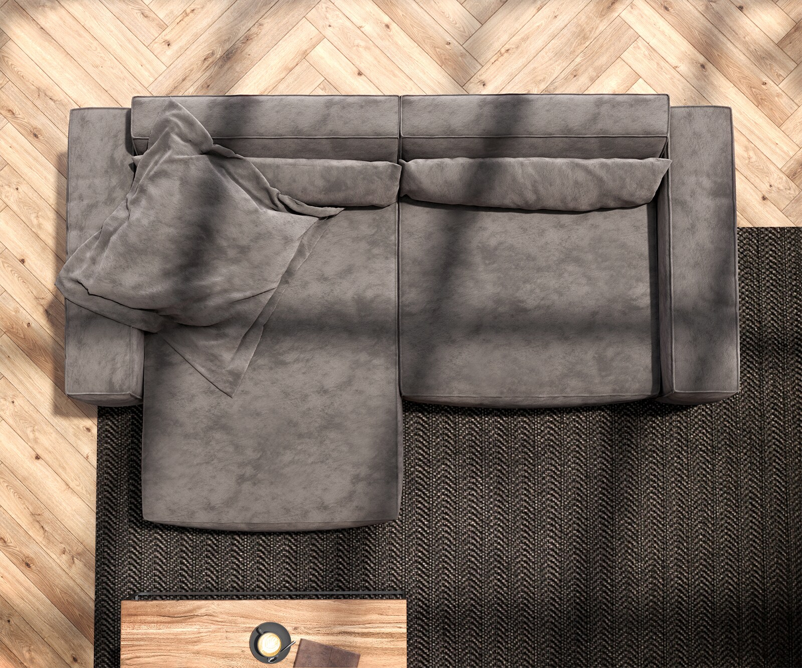 Ecksofa Sirpio 230x155 cm Mikrofaser Khakibraun Recamiere variabel 5