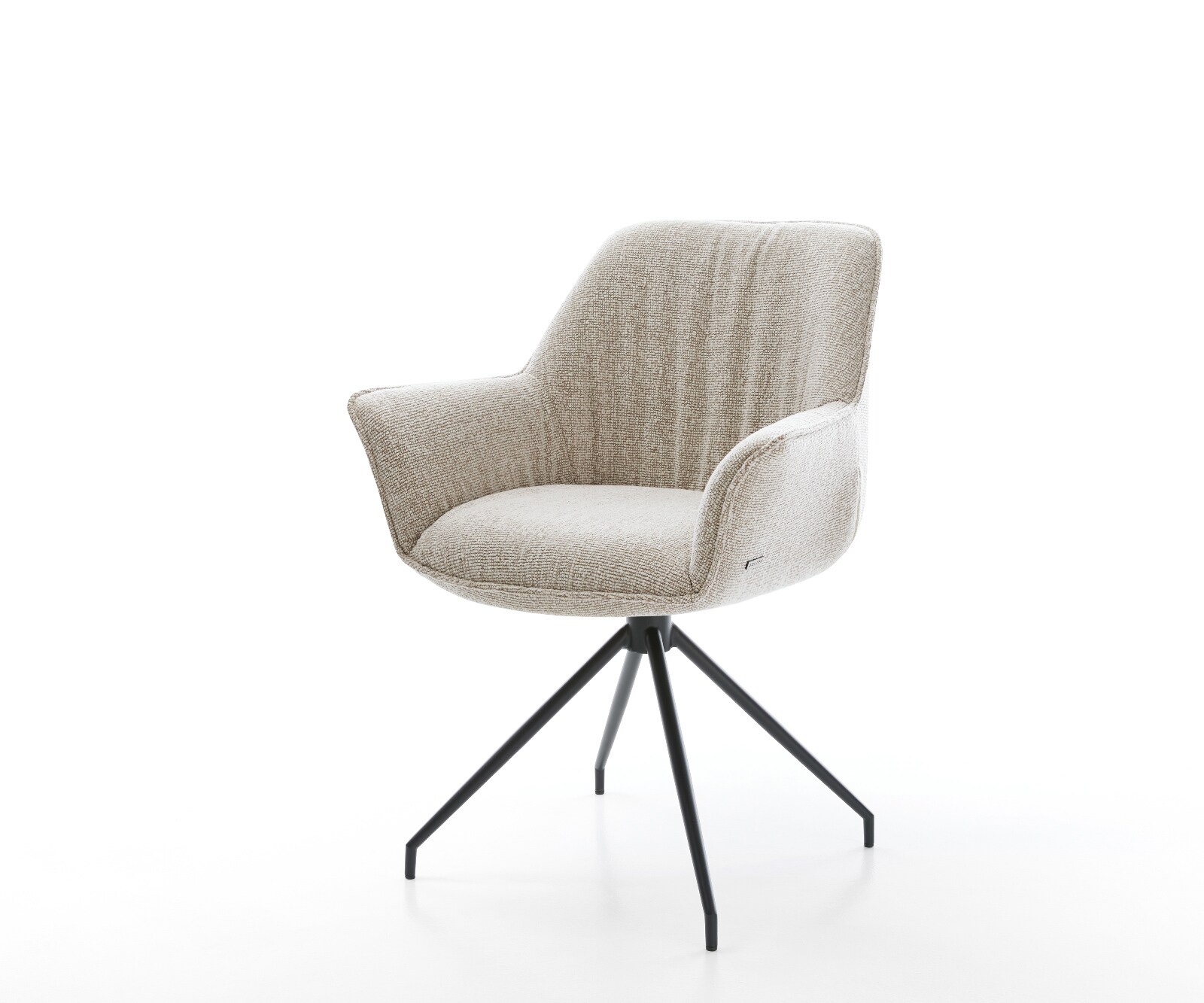 Esszimmerstuhl Keila-Flex mit Armlehnen Webstoff Soft Beige Kreuzgestell ko günstig online kaufen