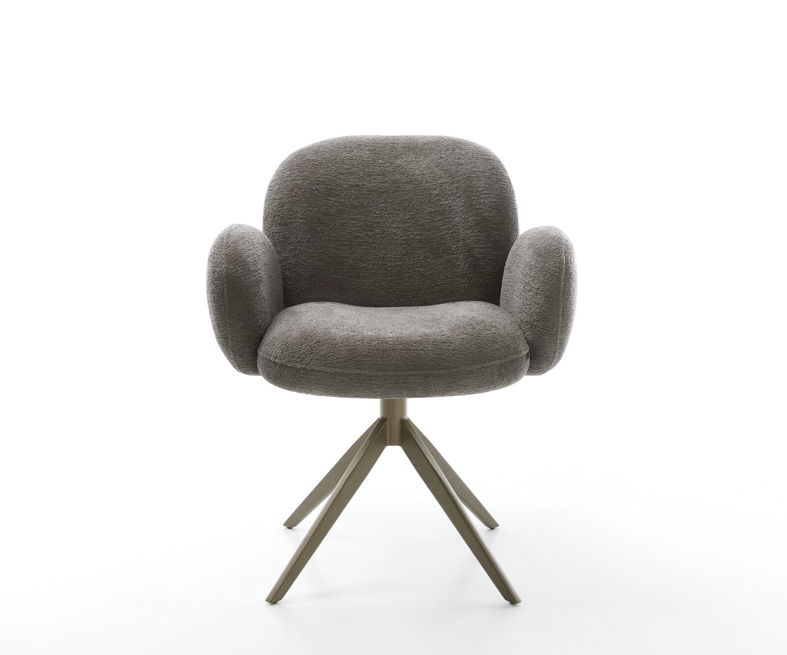 Drehstuhl Nube-Flex mit Armlehnen Bouclé Soft Schlamm Kreuzgestell breit Effektfinish Titan 360° drehbar Wippfunktion Taschenfederkern 1