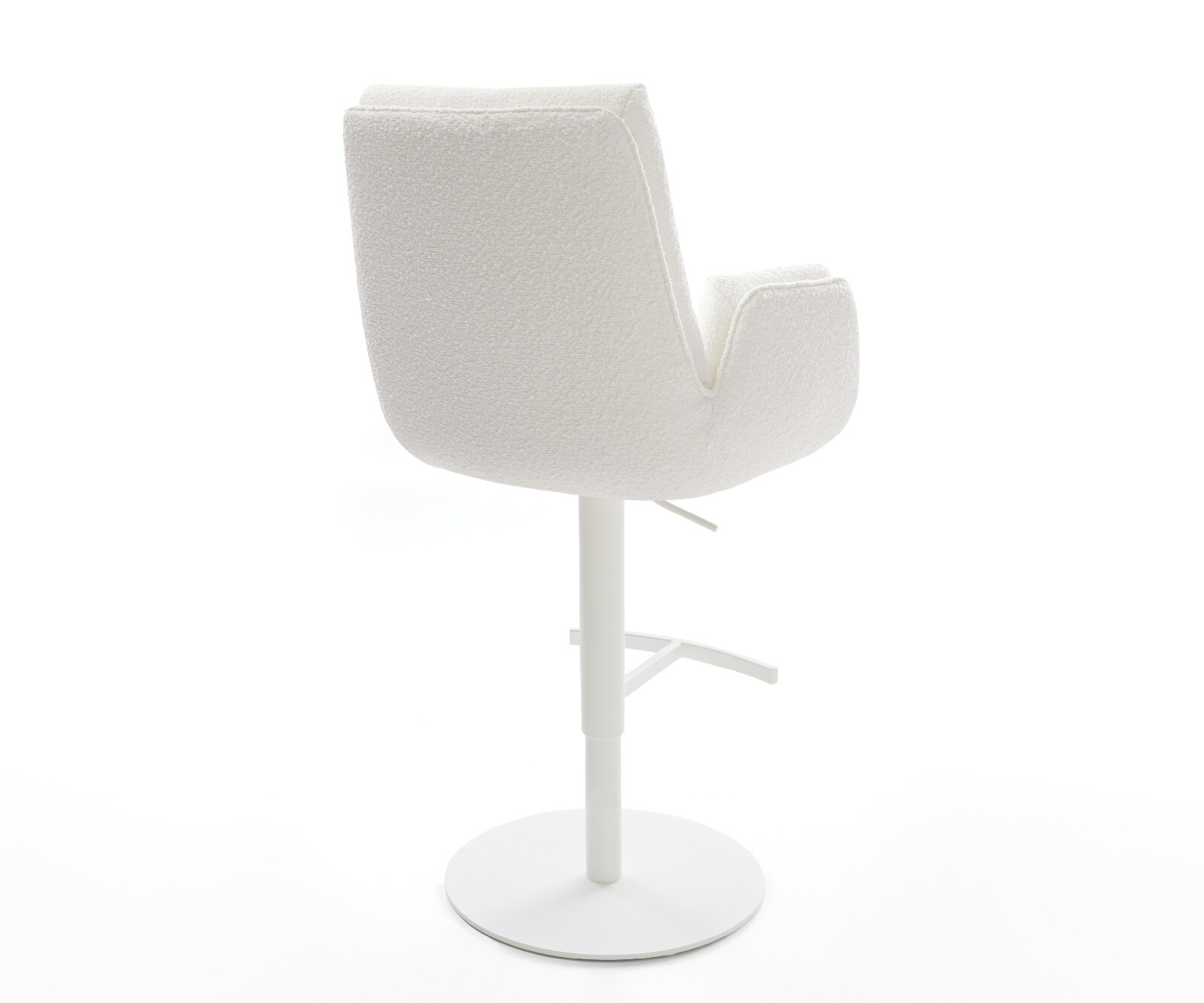 Barstuhl Clea-Flex Bouclé Creme-Weiß Drehfuß höhenverstellbar Metall Weiß 5
