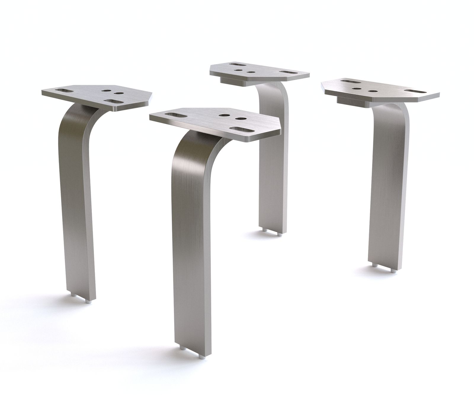 Fuß L-Form 20 cm Edelstahl gebürstet für alle Möbelarten (4er Set) 1