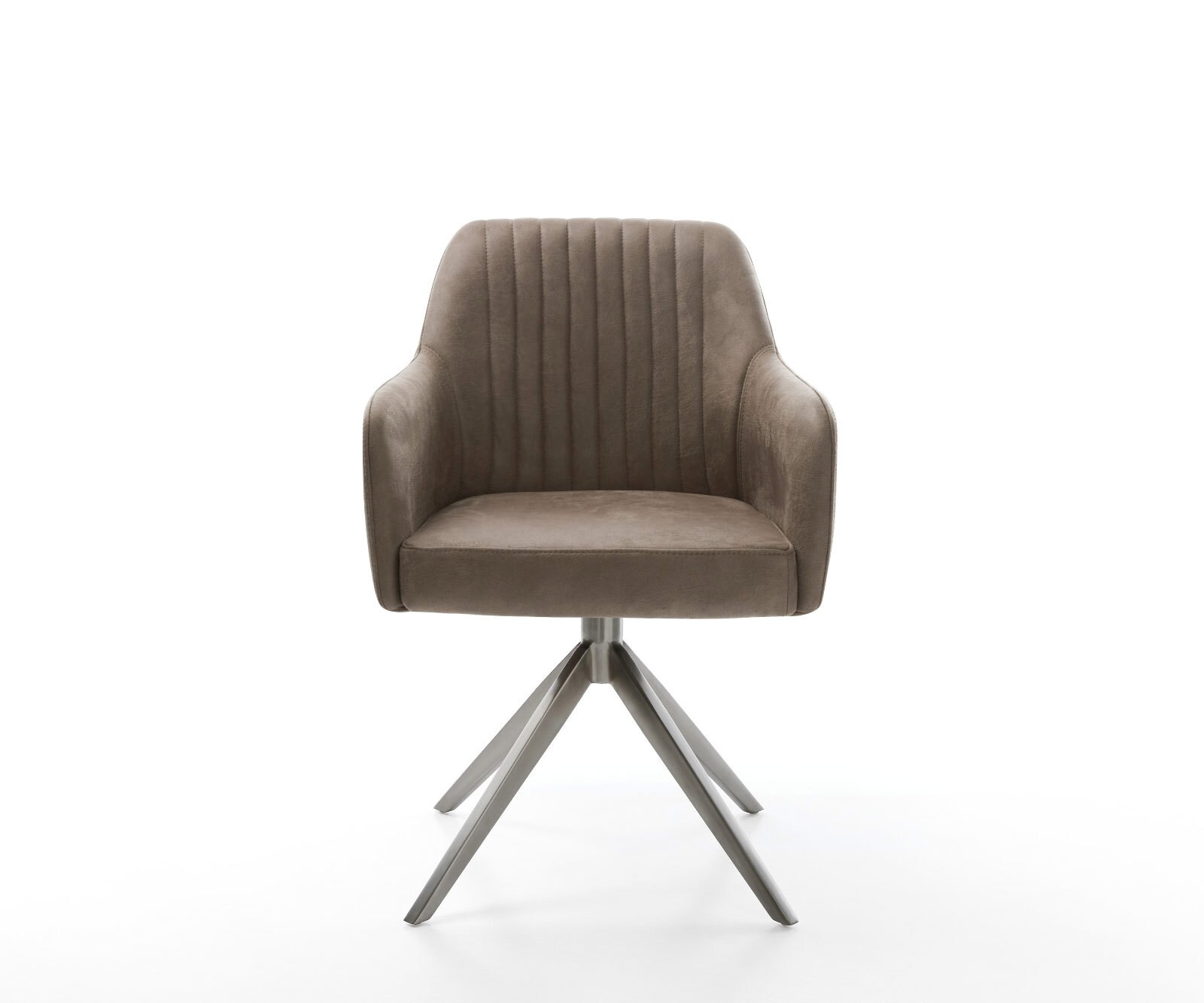 Drehstuhl Greg-Flex Mikrofaser Taupe Vintage Kreuzgestell breit Graphit 360° drehbar Wippfunktion Taschenfederkern 1