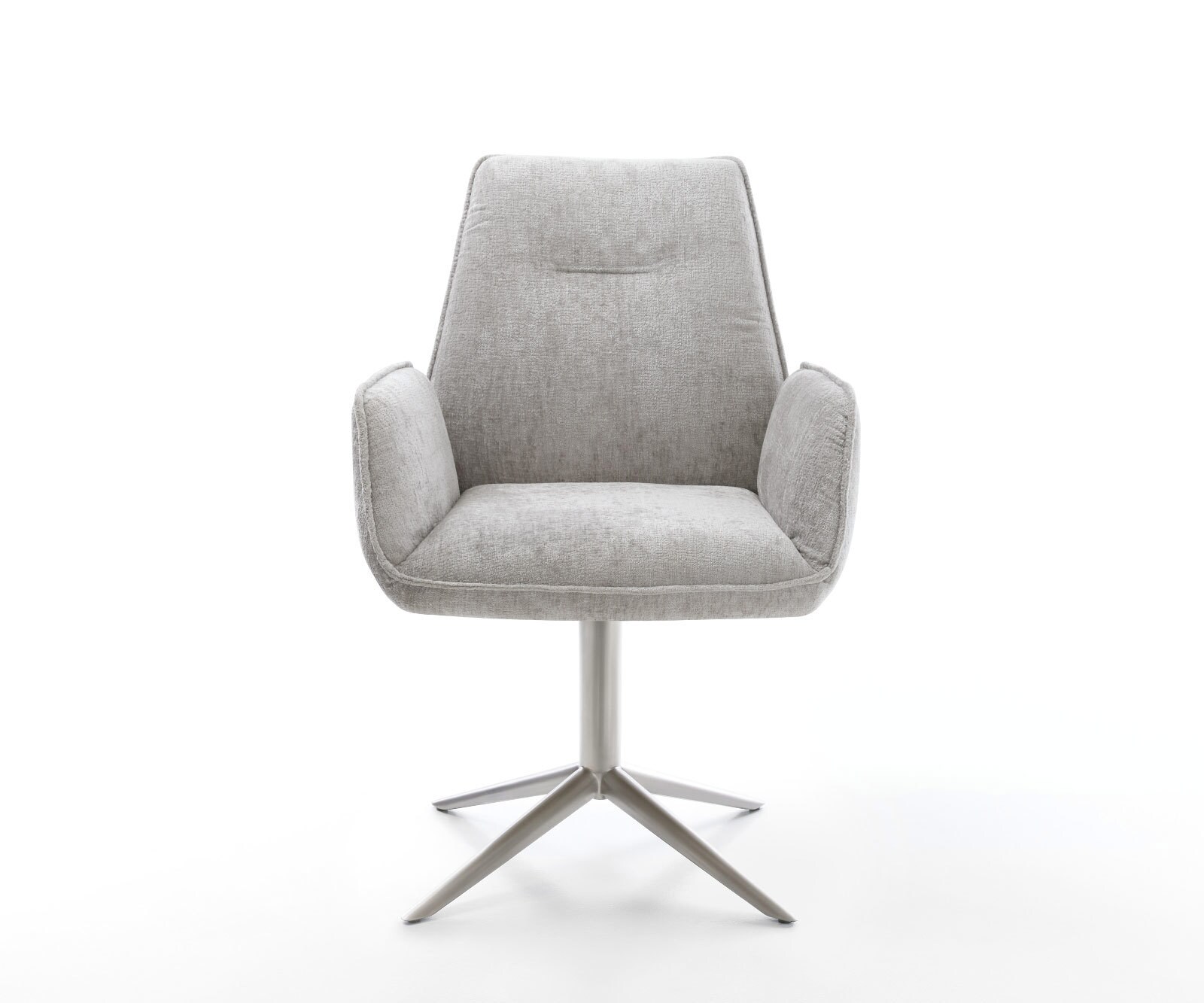 Drehstuhl Zoa-Flex Chenille Silbergrau Fußkreuz Edelstahl 360° drehbar Wippfunktion Taschenfederkern 2