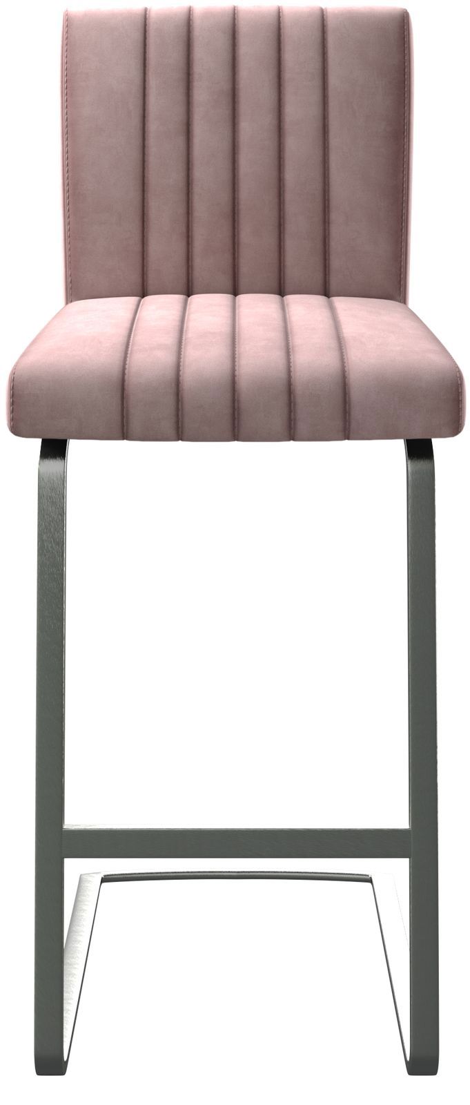 Barstuhl Luiga-Flex Samt Rosé Freischwinger flach Edelstahl 3
