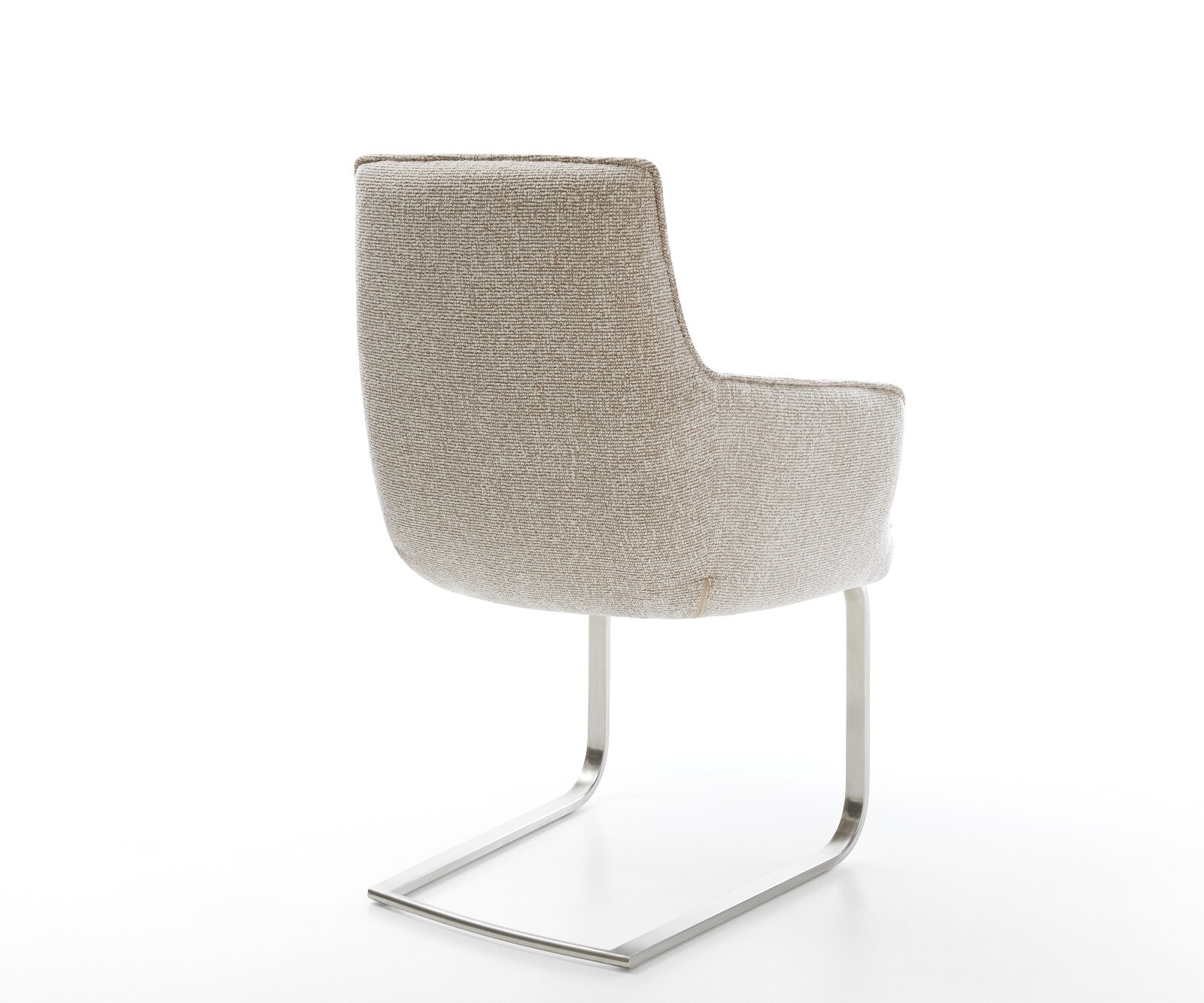 Freischwinger Heira-Flex mit Armlehnen Webstoff Soft Beige Freischwinger flach Edelstahl Taschenfederkern 4