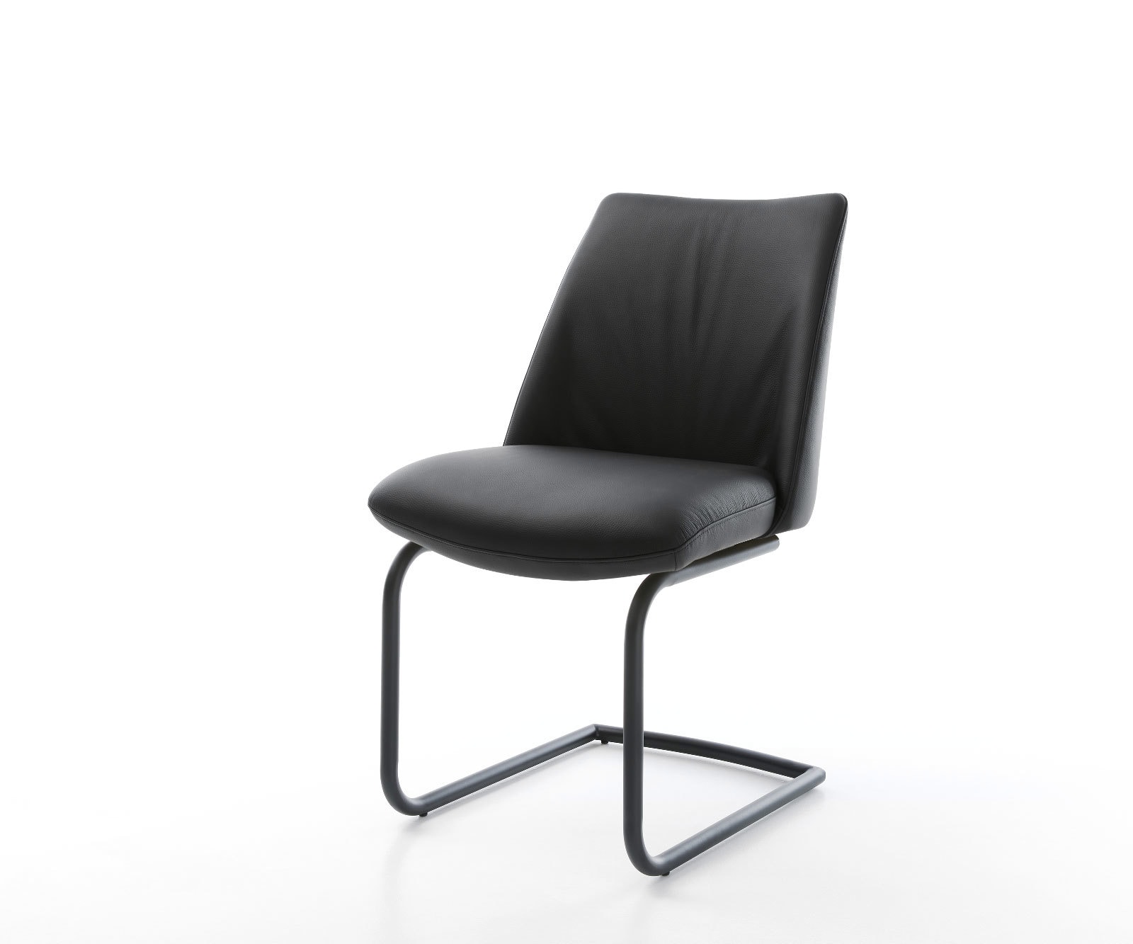 Cantilever Elso-Flex cuir de vache noir pied cantilever rond noir ressorts ensachés Cantilever Elso-Flex cuir de vache noir pied cantilever rond noir ressorts ensachés