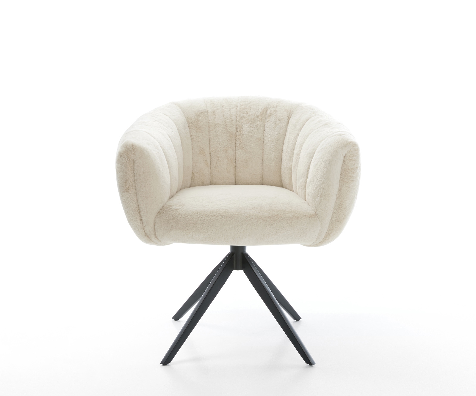 Drehstuhl Jada-Flex Plüsch Creme-Weiß Kreuzgestell breit Schwarz 360° drehbar Wippfunktion Taschenfederkern 2