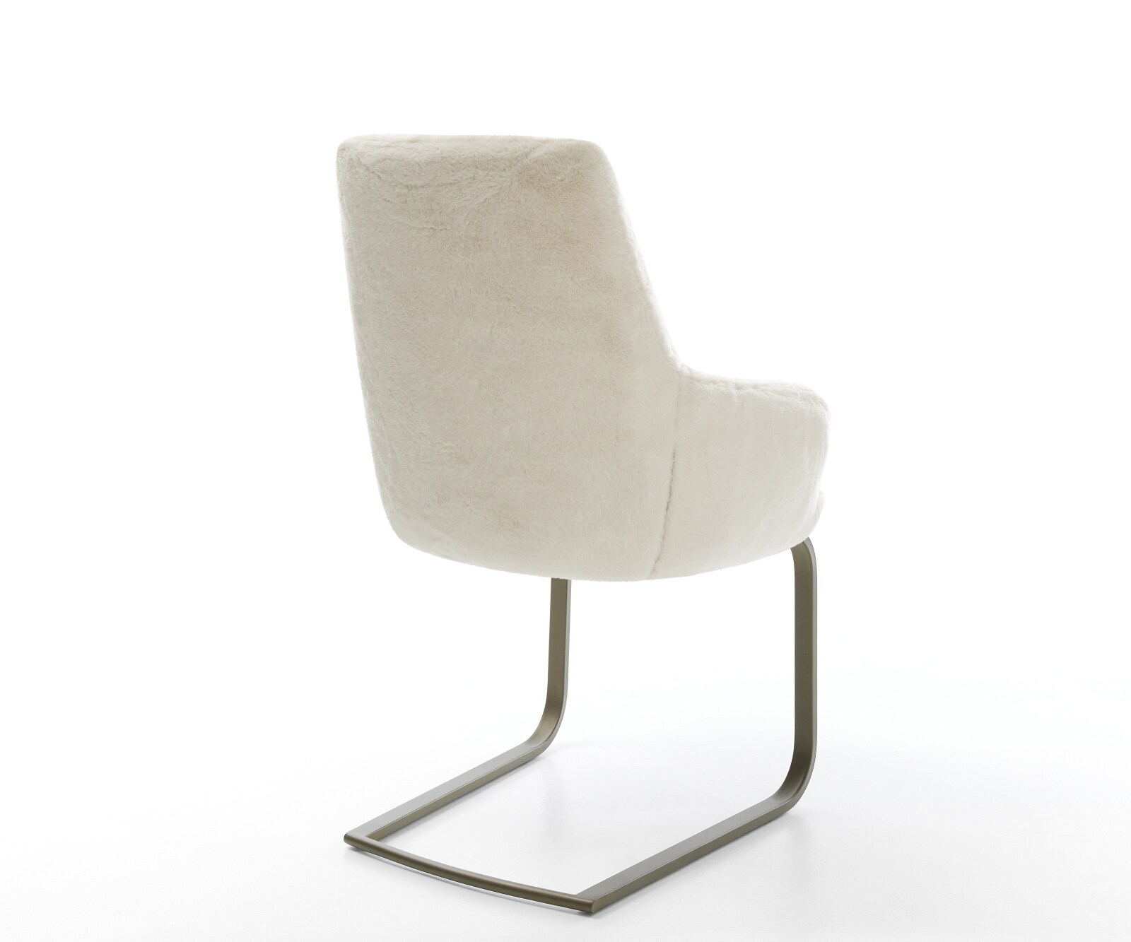 Freischwinger Zelia-Flex mit Armlehnen Plüsch Creme-Weiß Freischwinger flach Effektfinish Titan Taschenfederkern 4