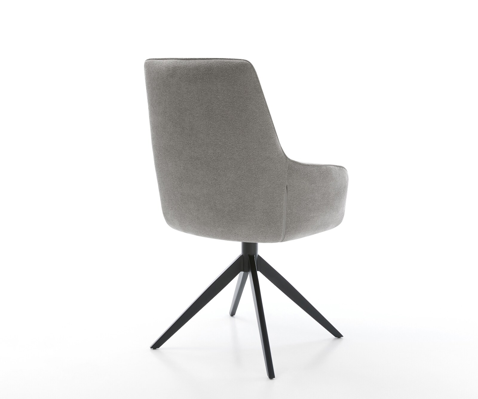 Drehstuhl Zelia-Flex mit Armlehnen Strukturstoff Soft Grau Kreuzgestell breit Schwarz 360° drehbar Wippfunktion Taschenfederkern 4