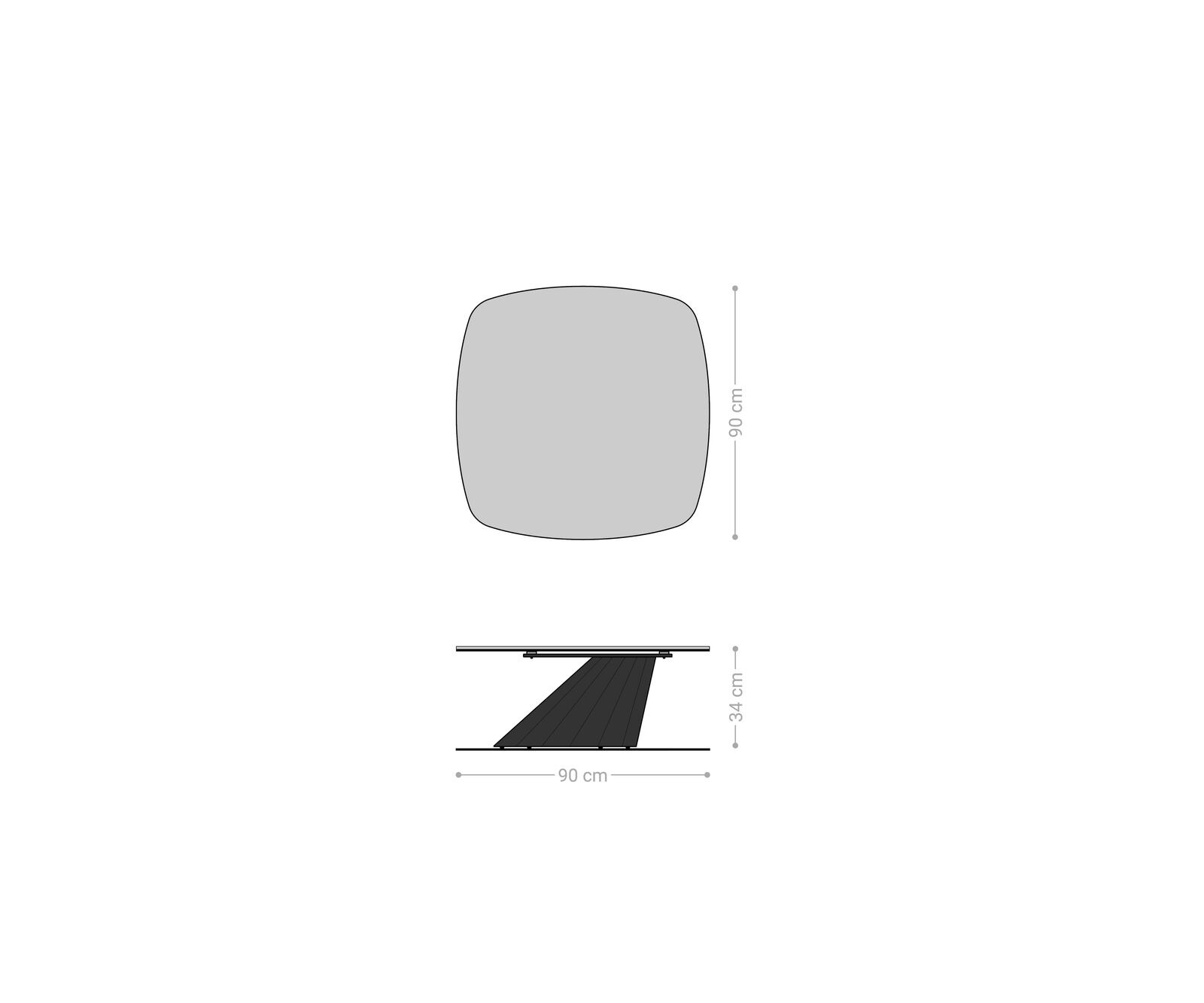 Couchtisch Edge Boot 90x90 cm Keramik Laminam® Noir Desir Braun Parabi Edelstahl gebürstet 8