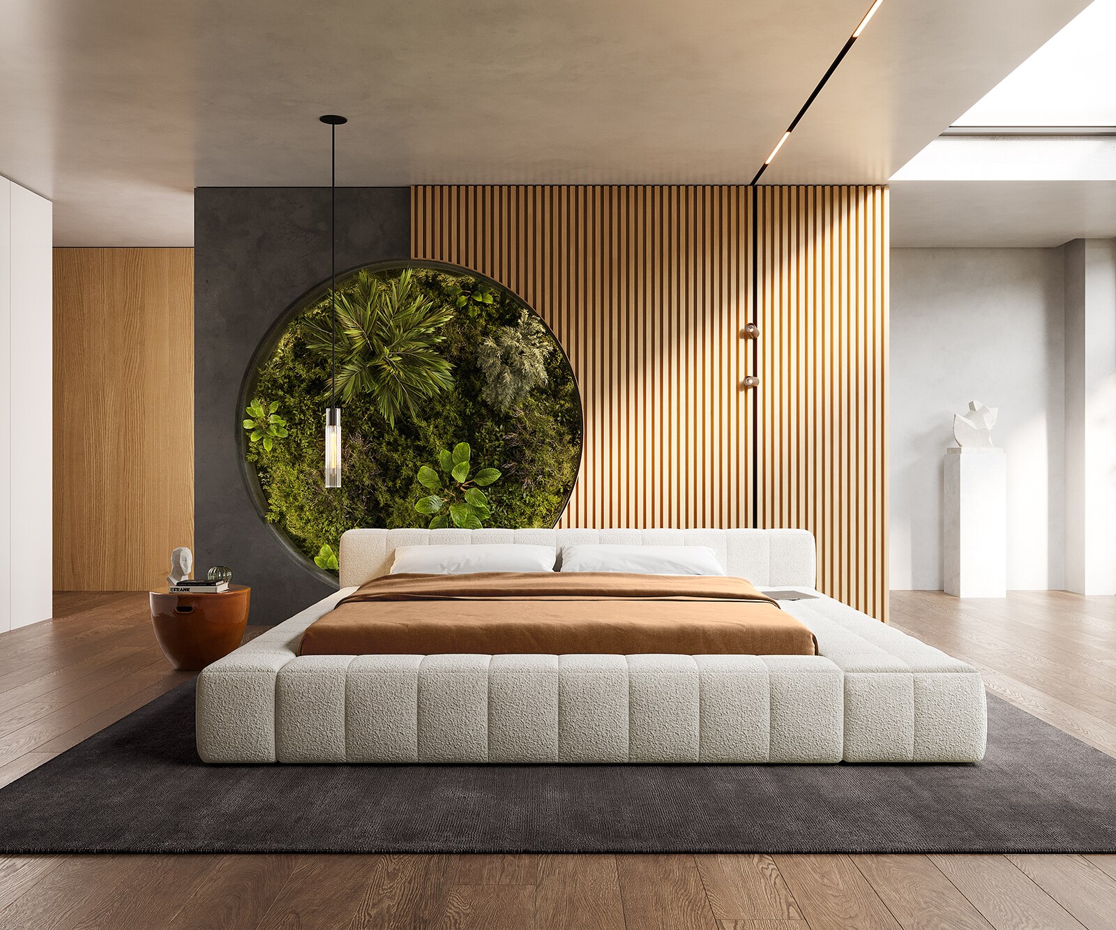 Polsterbettgestell Espazio 180x200 cm Bouclé Creme-Weiß mit Stauraum 1
