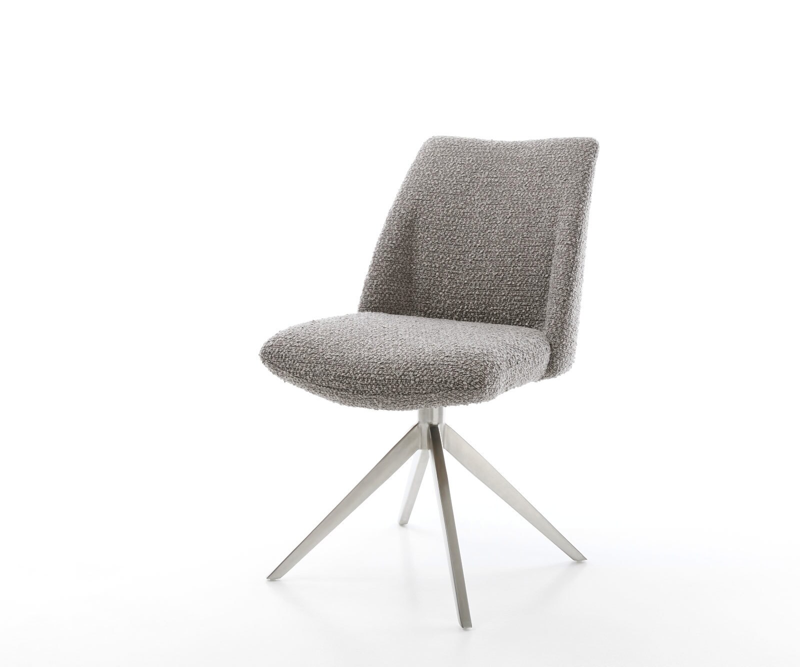 Drehstuhl Elso-Flex Bouclé Silbergrau Kreuzgestell breit Edelstahl 360° dre günstig online kaufen