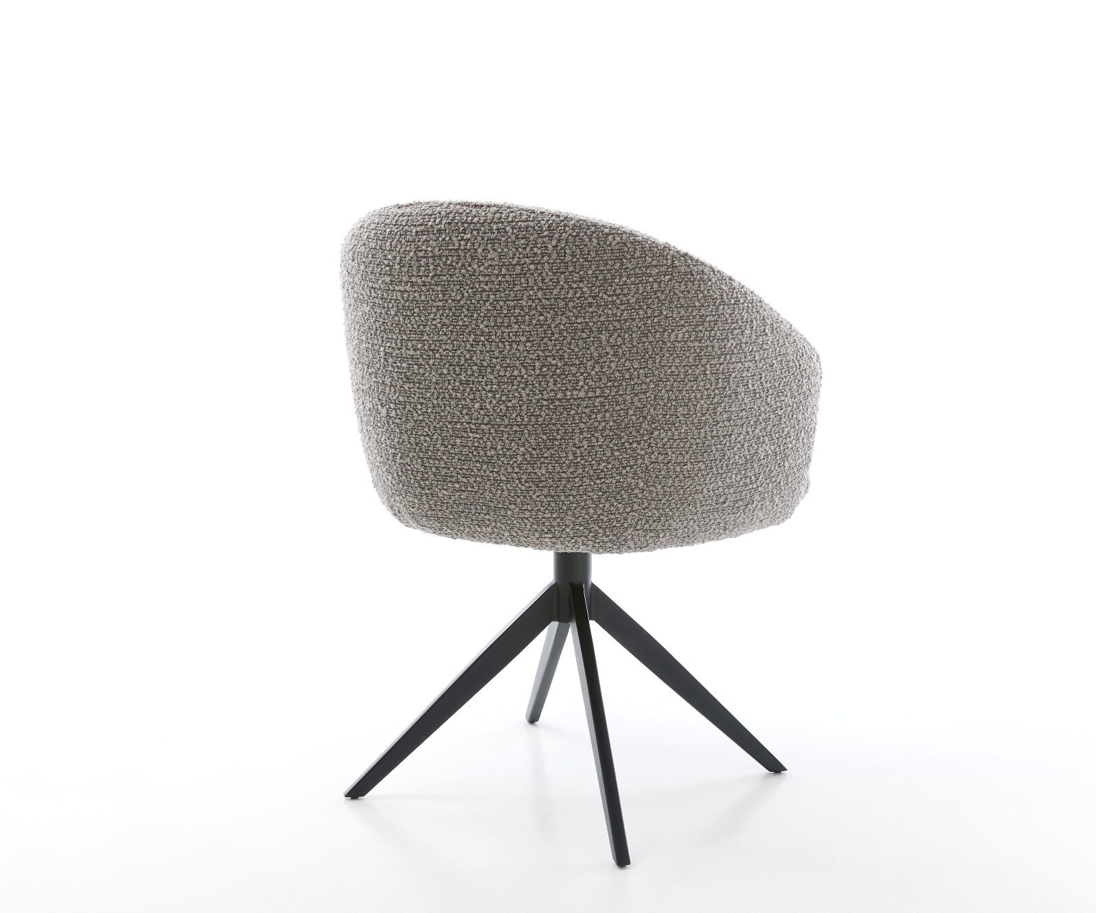 Drehstuhl Caja-Flex mit Armlehnen Bouclé Silbergrau Kreuzgestell breit Schwarz 360° drehbar Wippfunktion Taschenfederkern 5