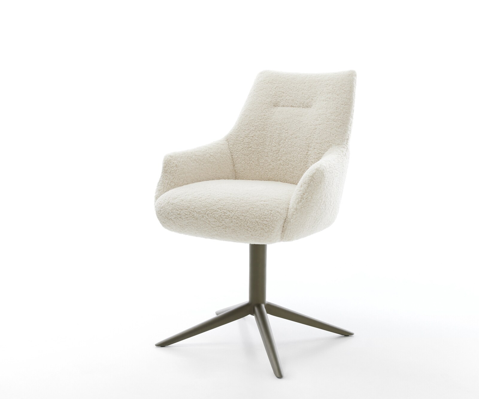 Drehstuhl Alja-Flex mit Armlehnen Teddystoff Beige Fußkreuz Effektfinish Ti günstig online kaufen