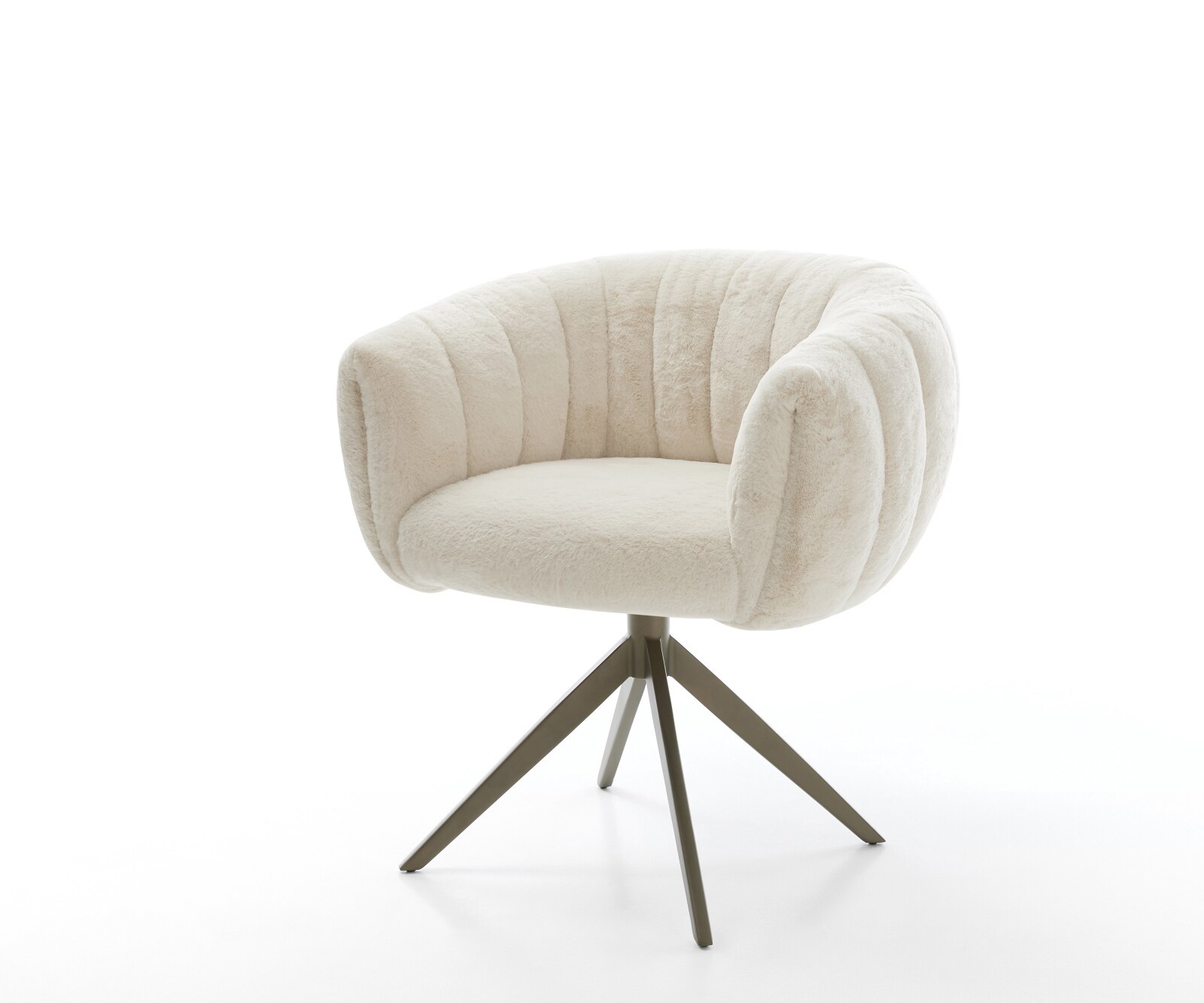 Drehstuhl Jada-Flex Plüsch Creme-Weiß Kreuzgestell breit Effektfinish Titan 360° drehbar Wippfunktion Taschenfederkern 1