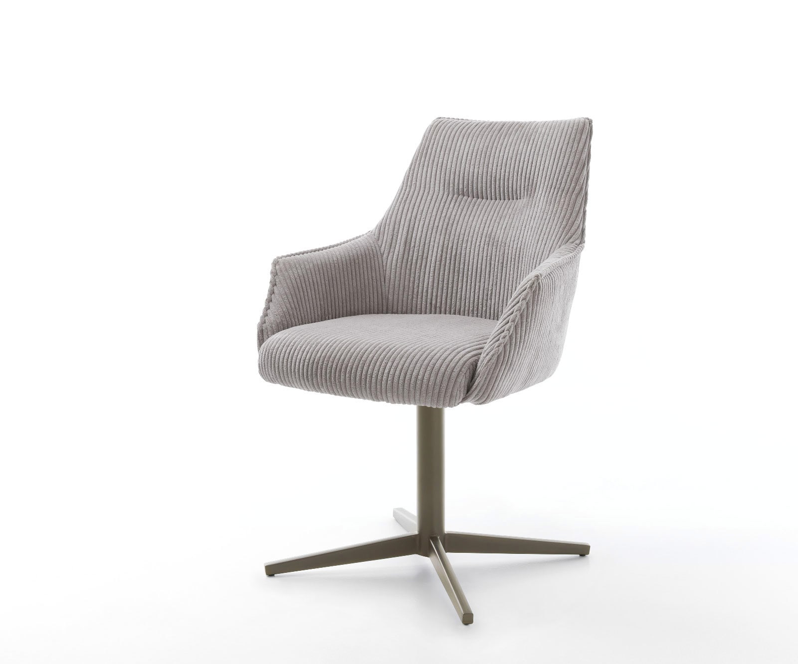 Drehstuhl Alja-Flex mit Armlehnen Cord Silbergrau Fußkreuz Effektfinish Titan 360° drehbar Taschenfederkern Drehstuhl Alja-Flex mit Armlehnen Cord Silbergrau Fußkreuz Effektfinish Titan 360° drehbar Taschenfederkern