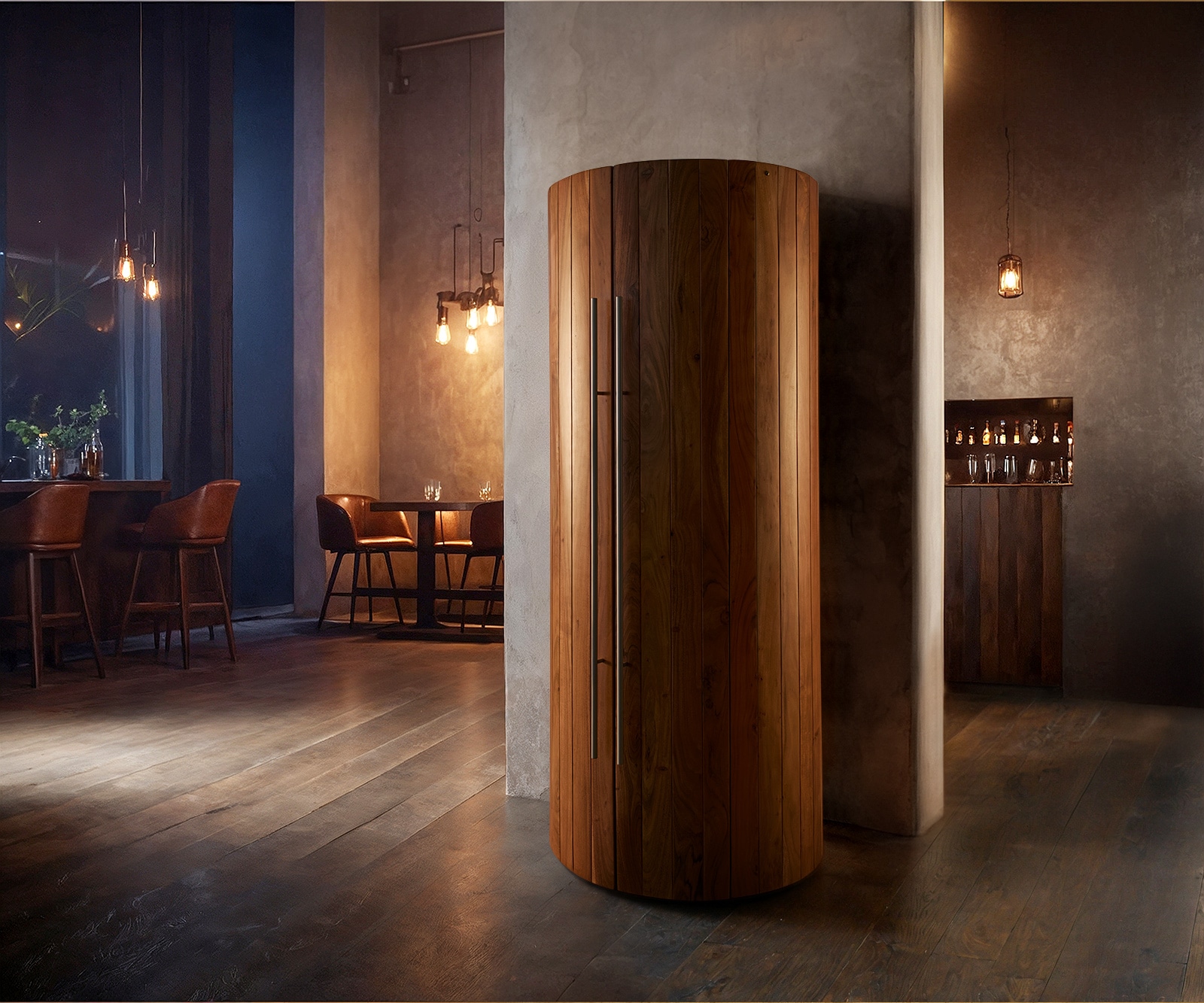 Barschrank Tulsa 80x190 cm Akazie Natur LED-Beleuchtung Weinschrank 1 Barschrank Tulsa 80x190 cm Akazie Natur LED-Beleuchtung Weinschrank 1