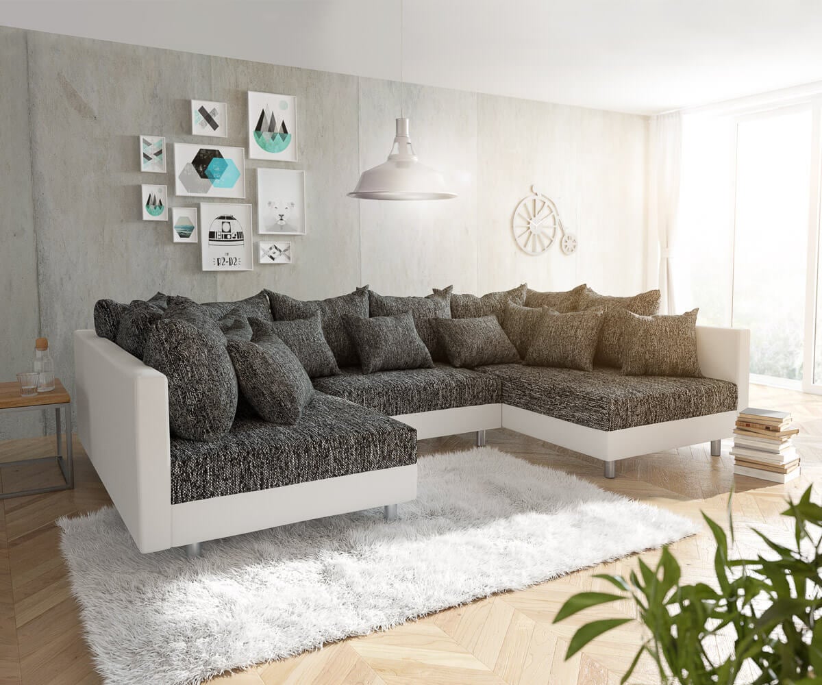 Wohnlandschaft Clovis Weiss Schwarz Modulares Sofa Wohnlandschaft Clovis Weiss Schwarz Modulares Sofa