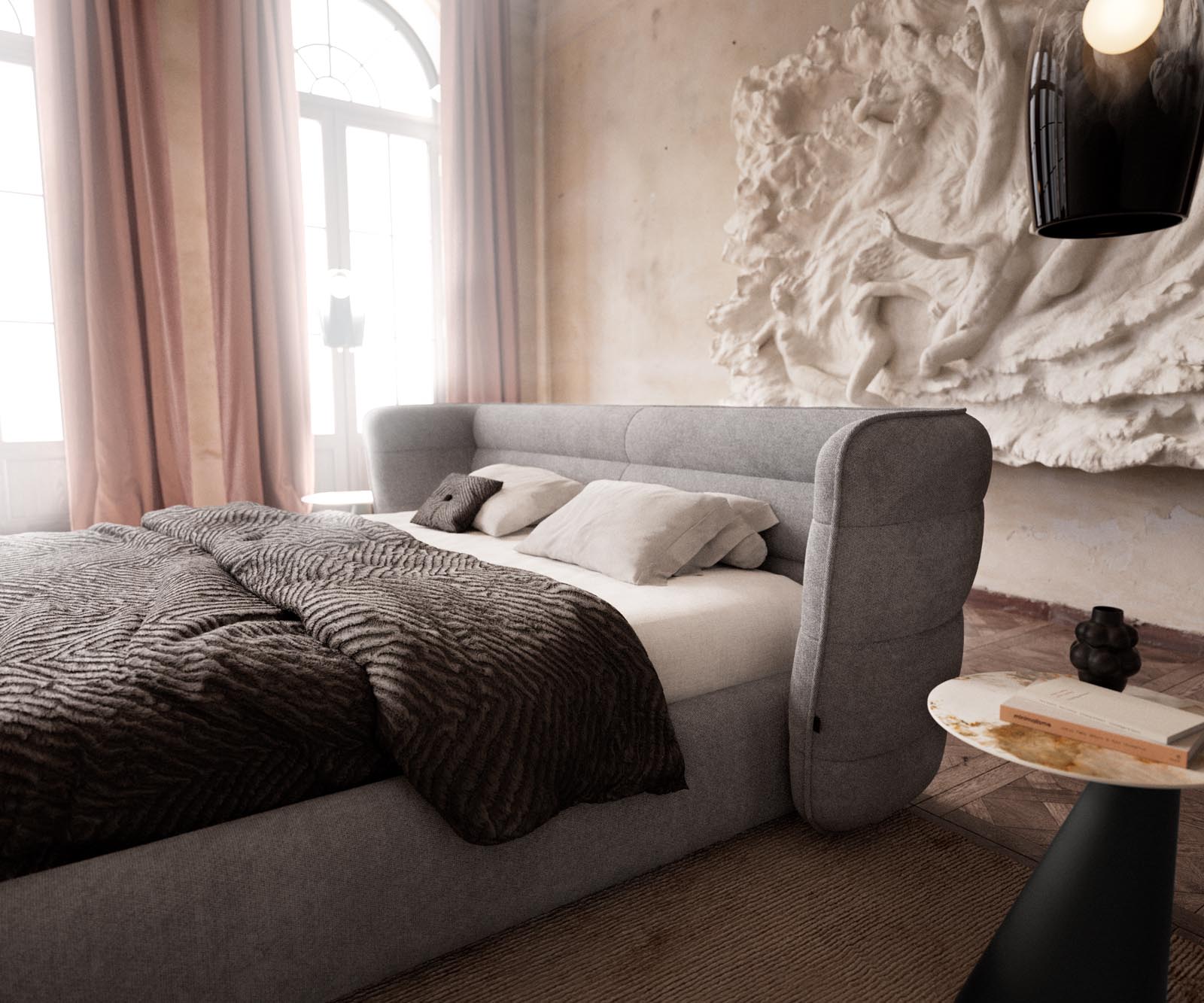 Polsterbettgestell Simea 180x200 cm Mikrofaser Grau 4 Polsterbettgestell Simea 180x200 cm Mikrofaser Grau 4