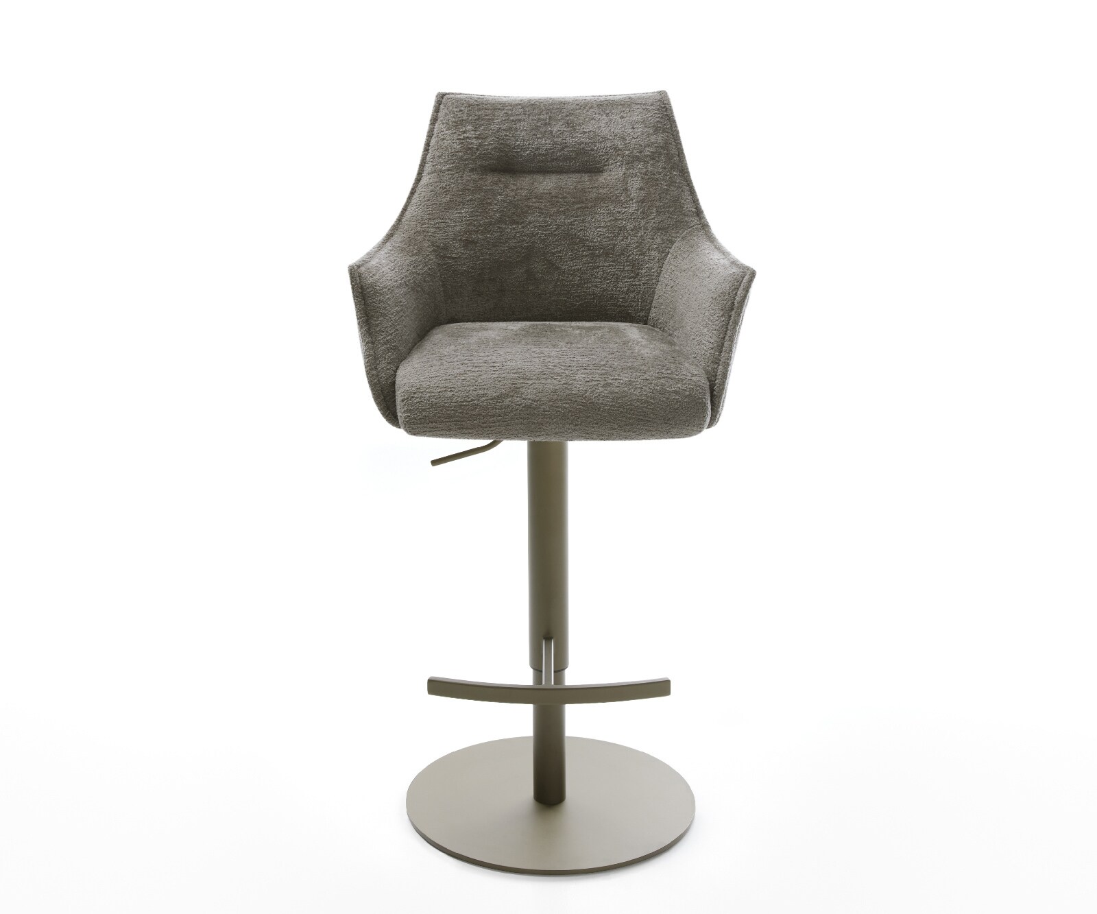 Barstuhl Alja-Flex Bouclé Soft Schlamm Drehfuß höhenverstellbar Metall Titanfarben Taschenfederkern 2