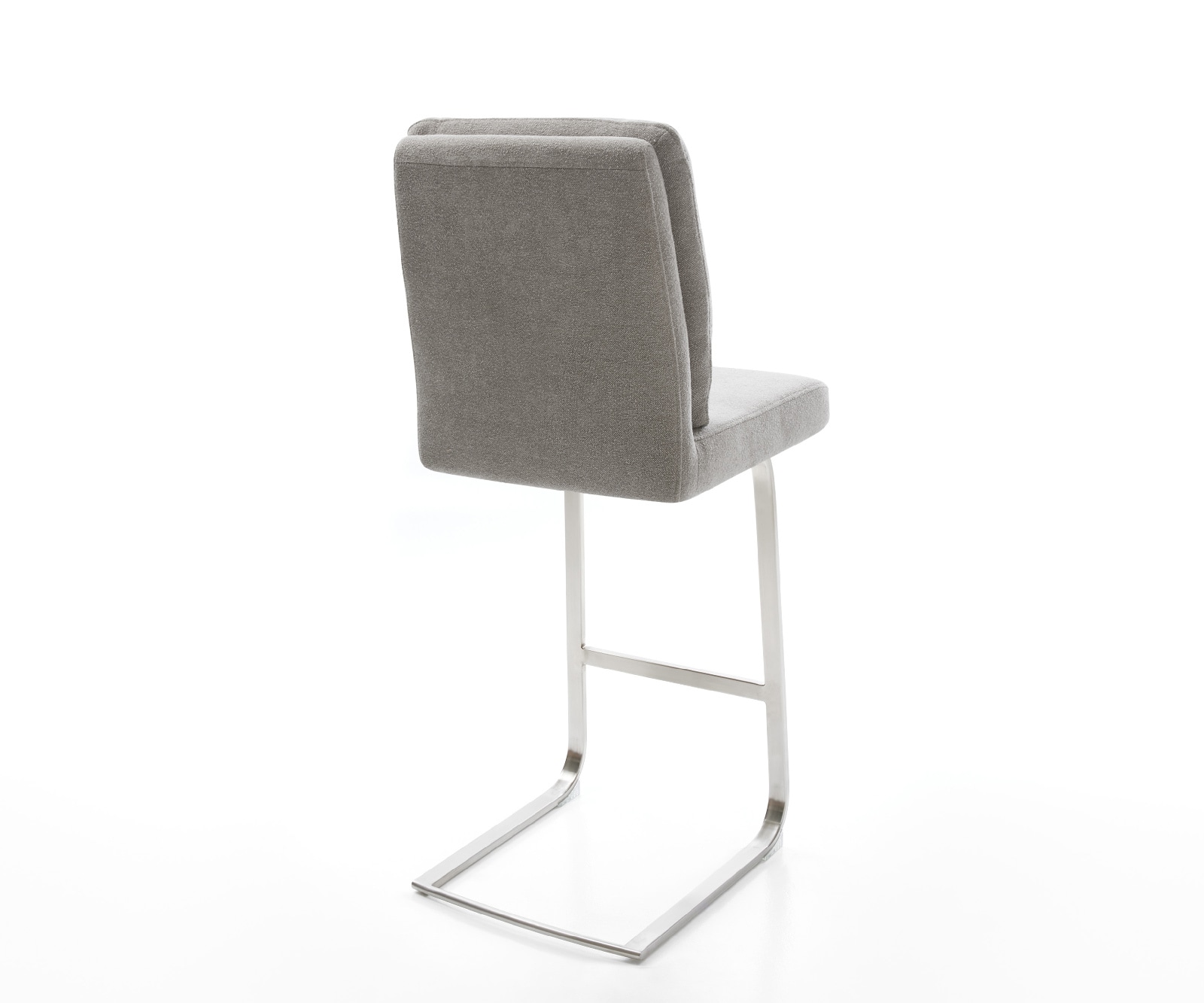 Barstuhl Pela-Flex Strukturstoff Soft Grau Freischwinger Flach Edelstahl Silberfarben 4