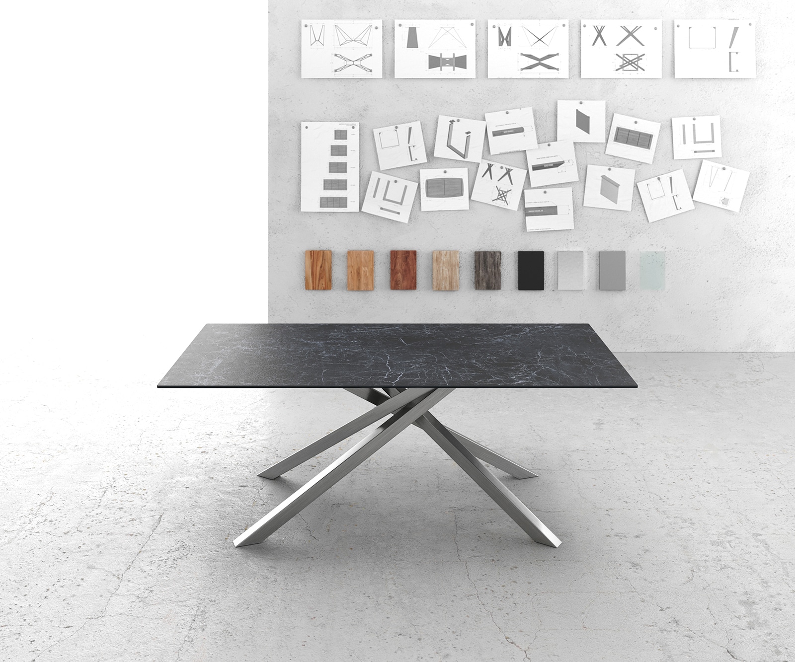 Esstisch Edge 200x100cm Keramik Laminam®Nero Greco Anthrazit Kreuzgestell Rechteck Edelstahl 5 Esstisch Edge 200x100cm Keramik Laminam®Nero Greco Anthrazit Kreuzgestell Rechteck Edelstahl 5